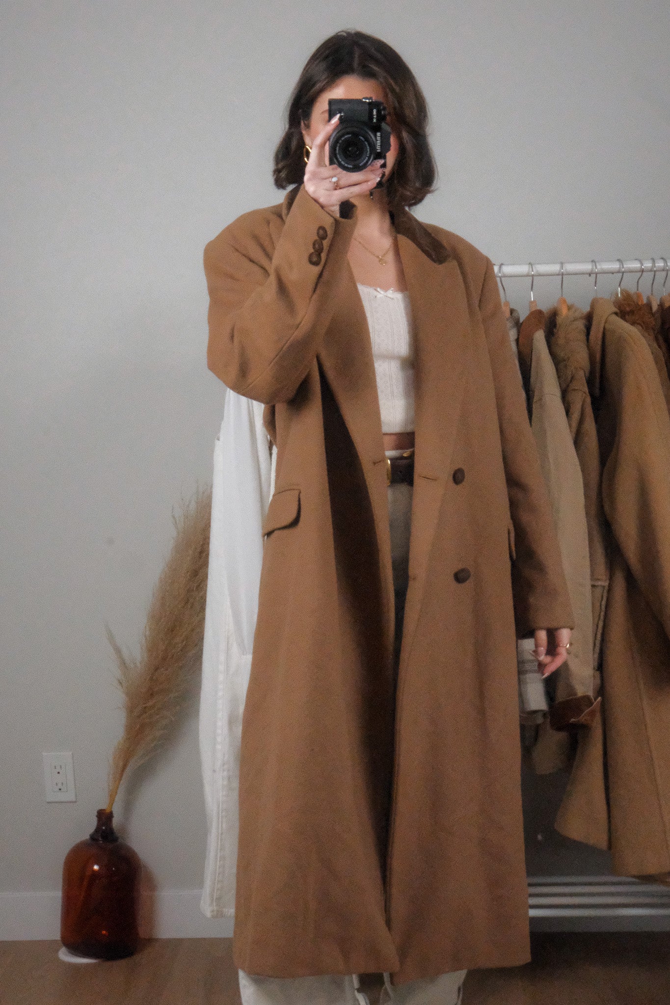 Made in France x Vintage x Wool/Cashmere Velvet Trim Coat (L)