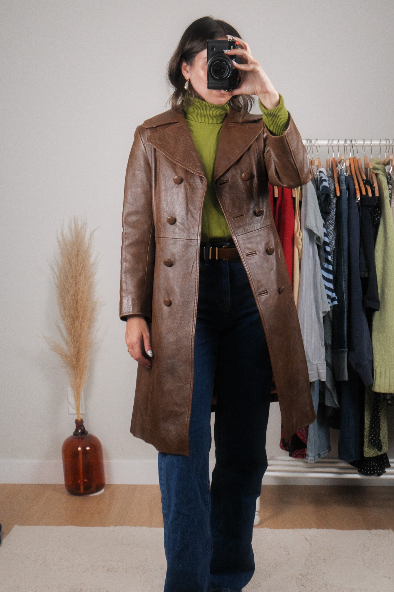 Vintage x 1970s x Lined Leather Trench (S)