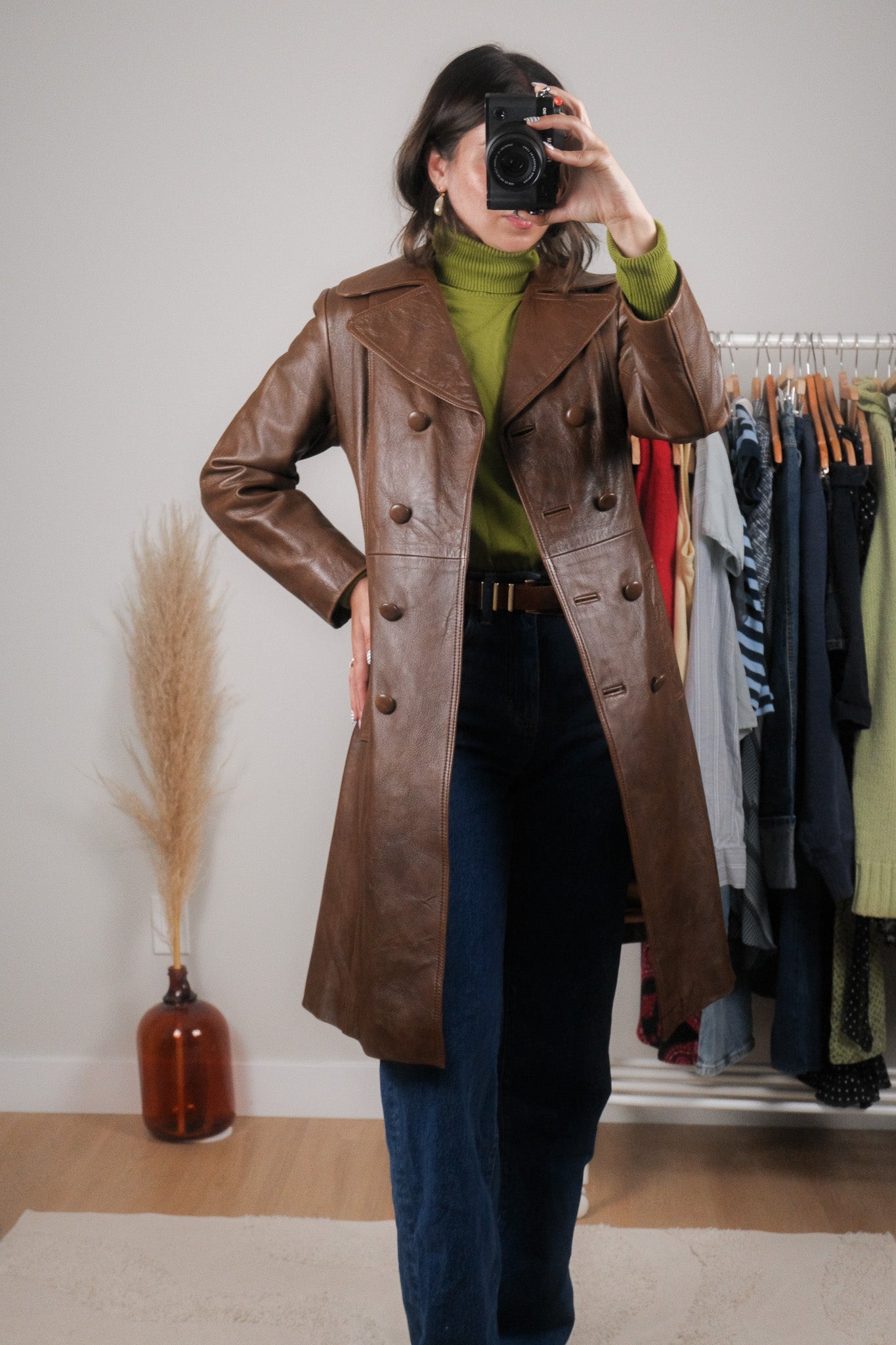 Vintage x 1970s x Lined Leather Trench (S)