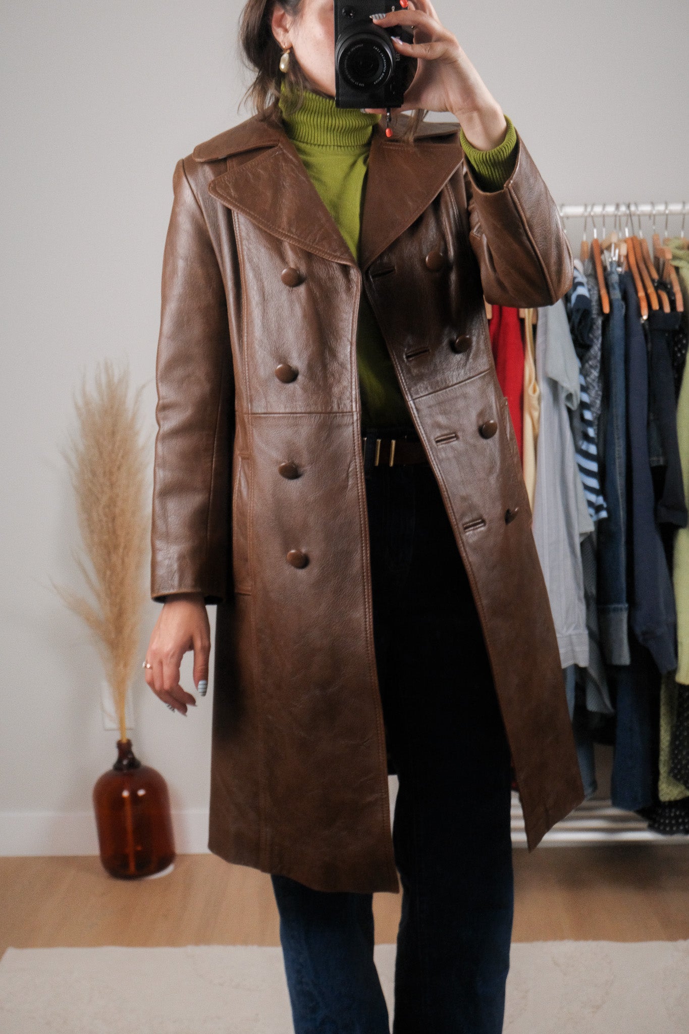 Vintage x 1970s x Lined Leather Trench (S)