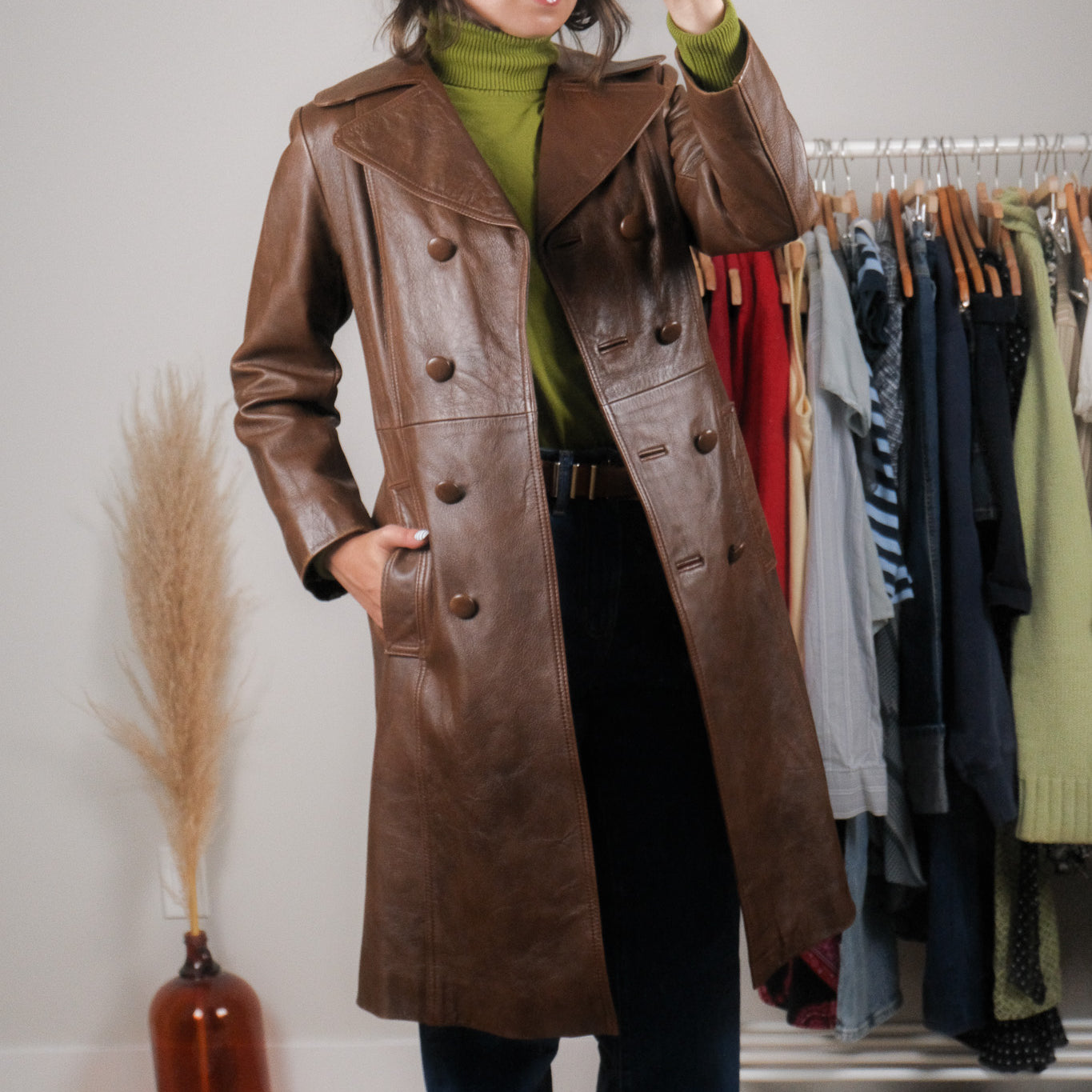 Vintage x 1970s x Lined Leather Trench (S)