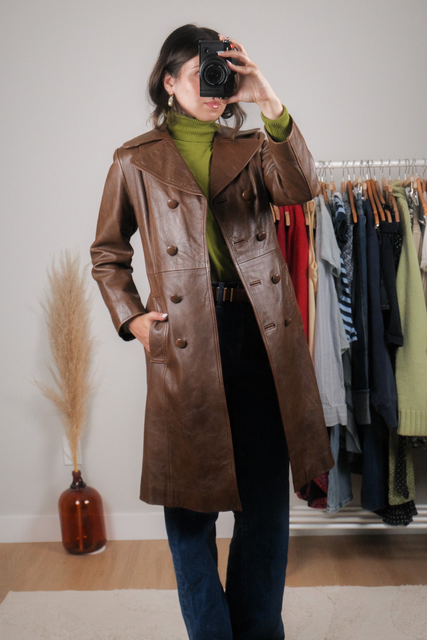 Vintage x 1970s x Lined Leather Trench (S)