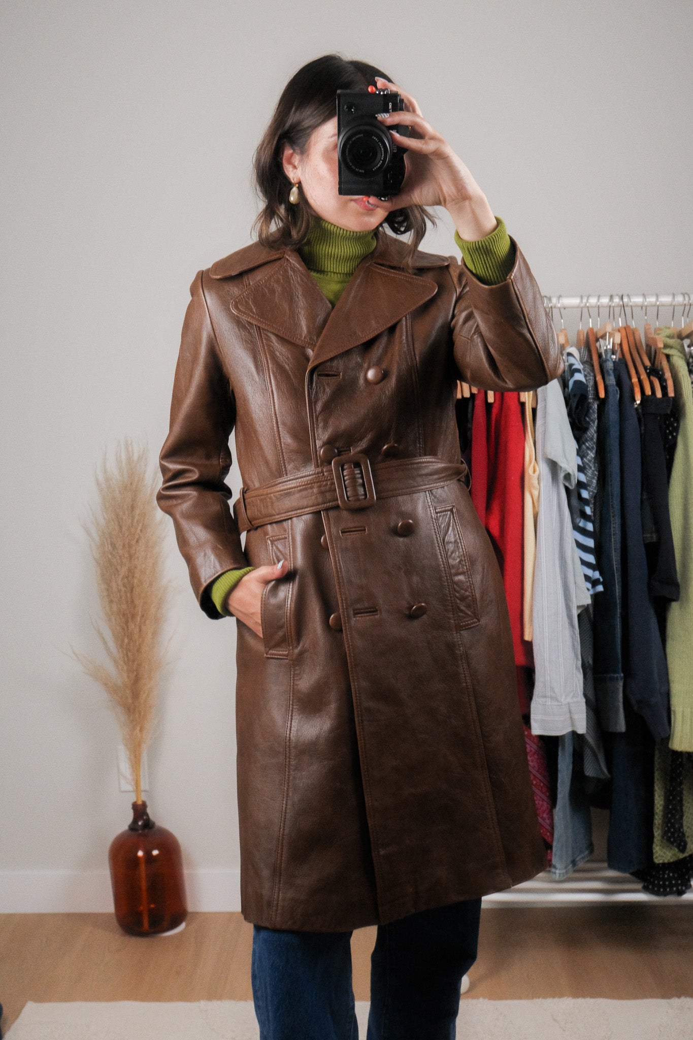 Vintage x 1970s x Lined Leather Trench (S)