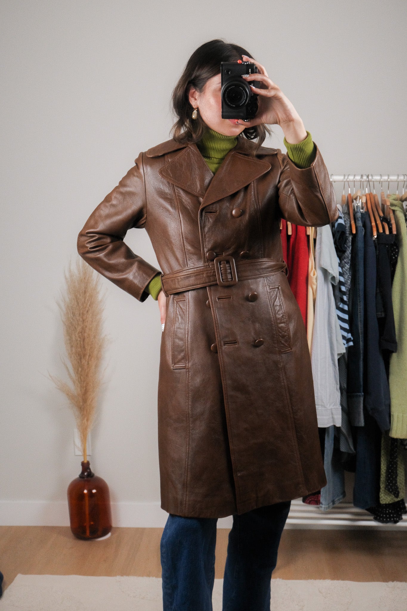 Vintage x 1970s x Lined Leather Trench (S)