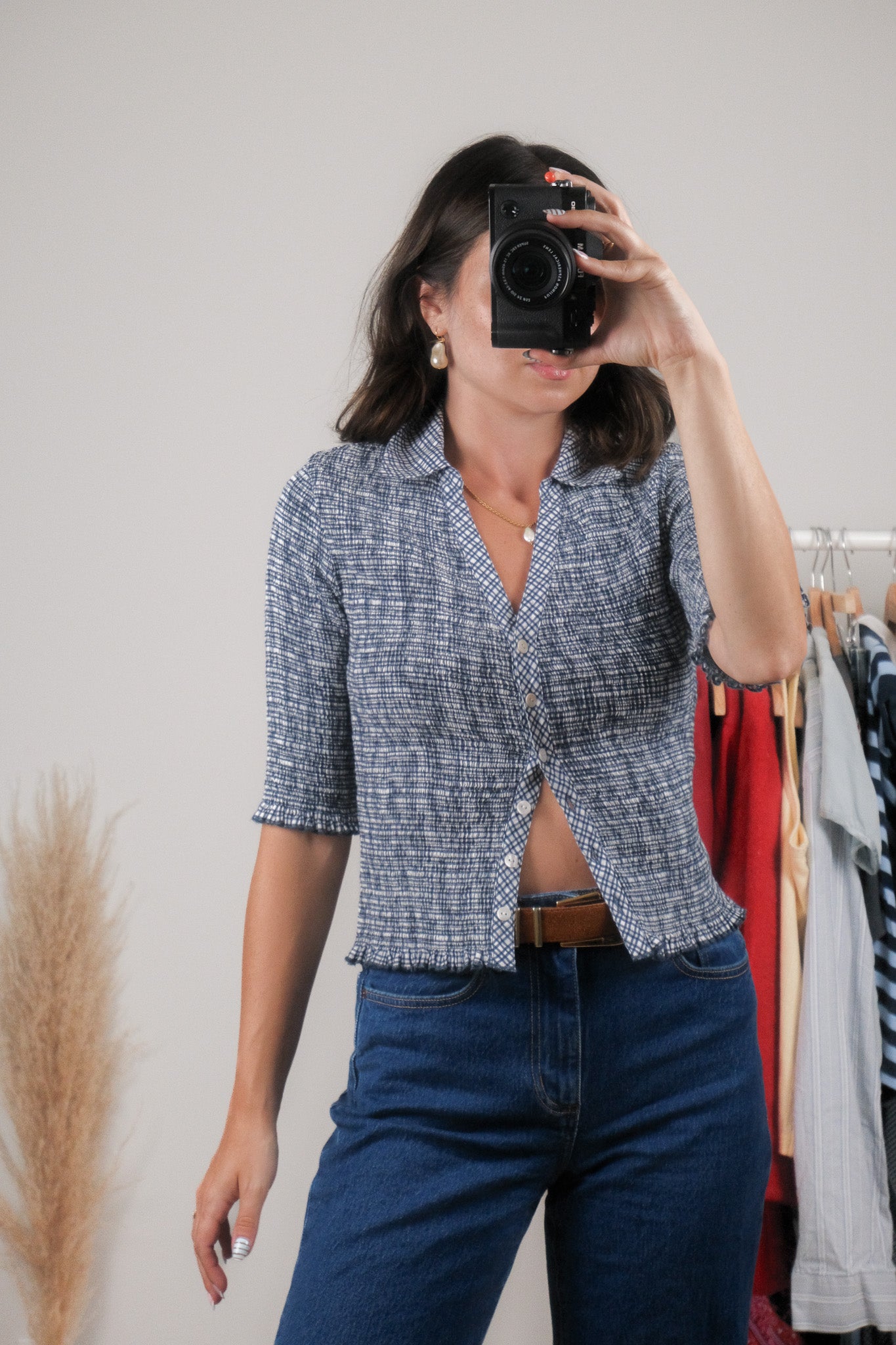 Modern x Plaid Cotton Blouse (S)
