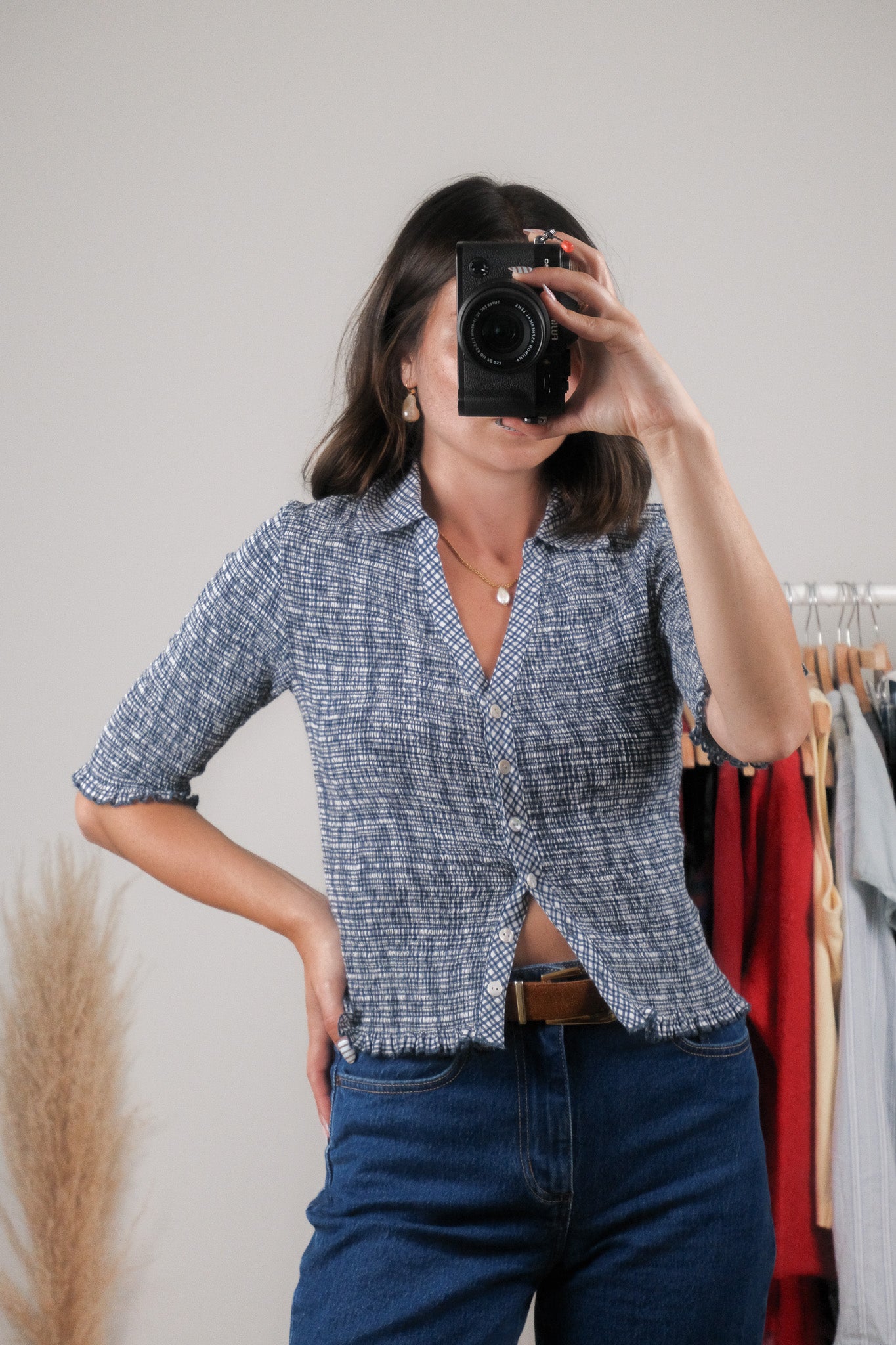 Modern x Plaid Cotton Blouse (S)