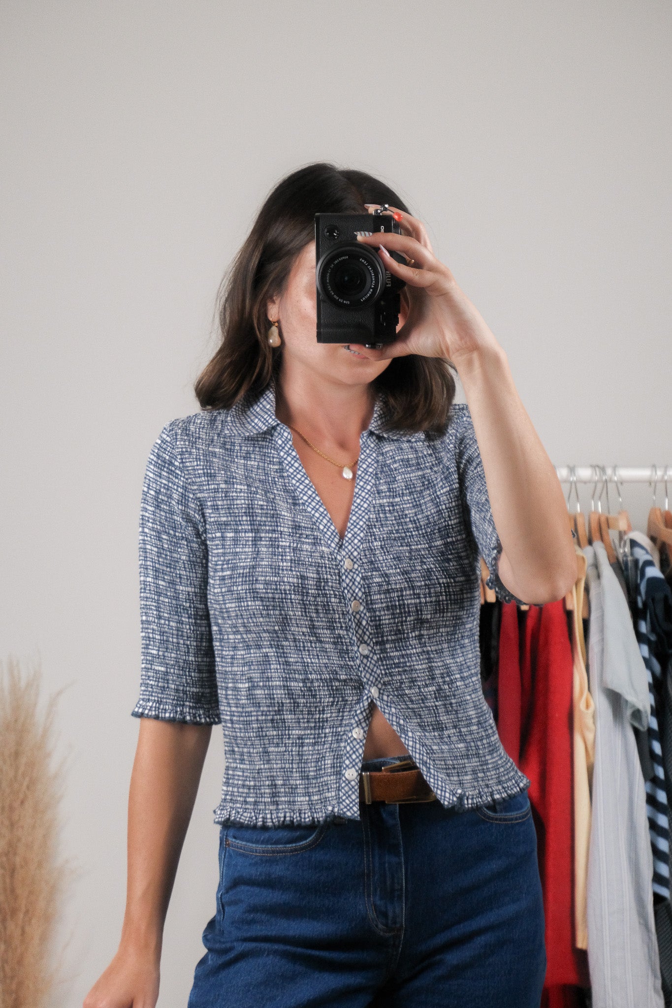 Modern x Plaid Cotton Blouse (S)