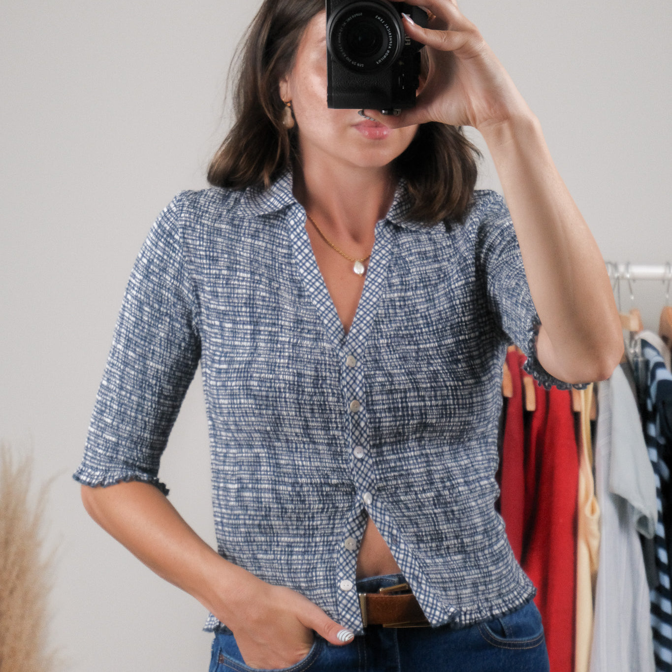 Modern x Plaid Cotton Blouse (S)