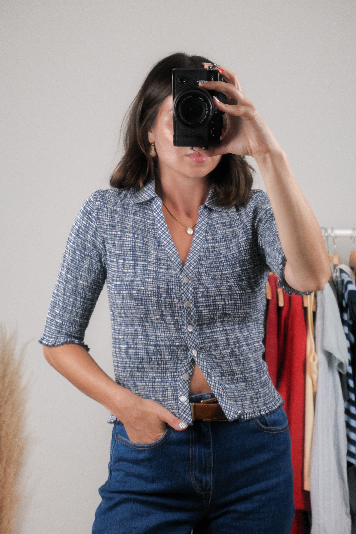 Modern x Plaid Cotton Blouse (S)