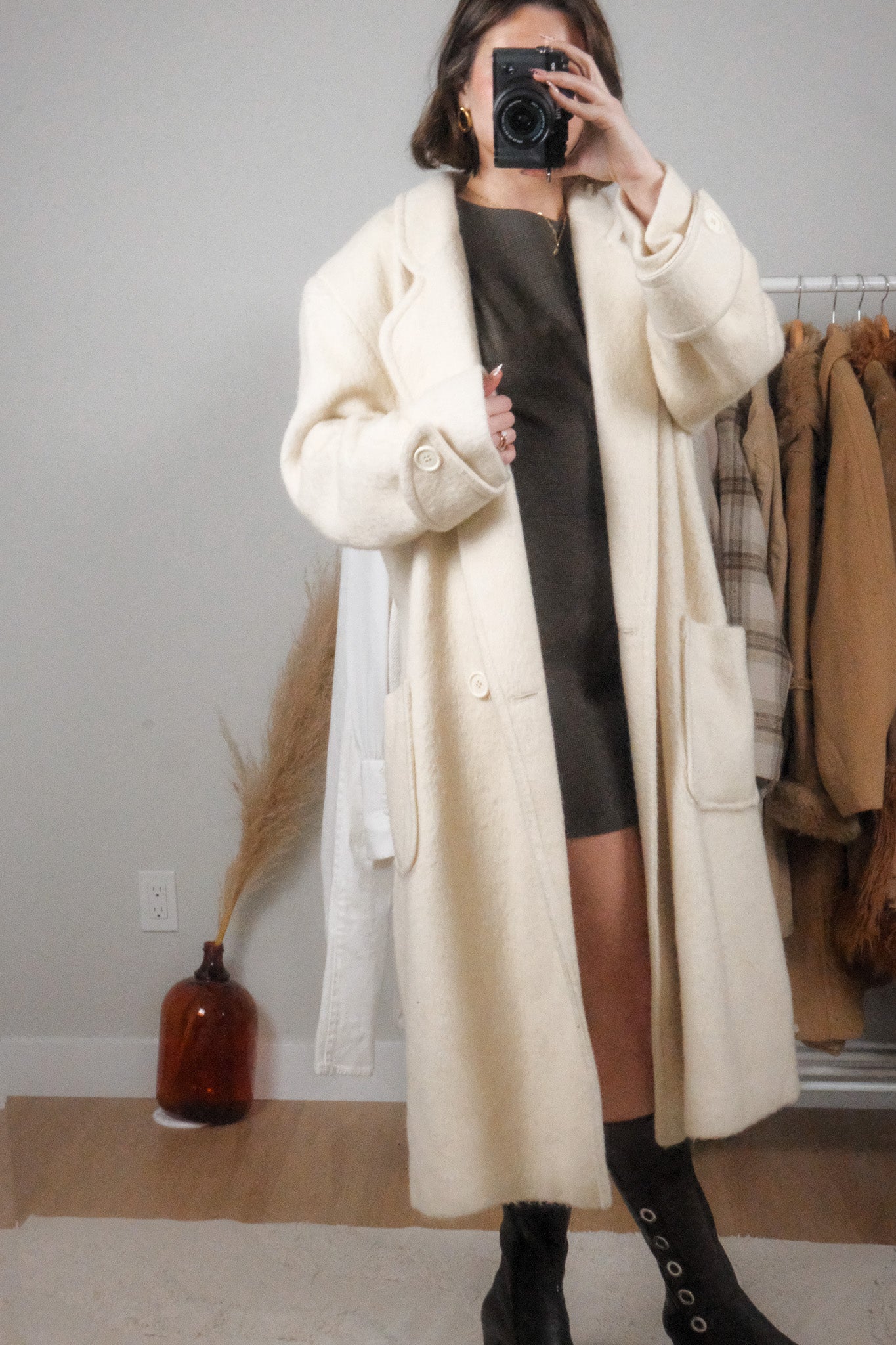 Made in Canada x Vintage x Fuzzy Wool Blend Structured Coat (M)