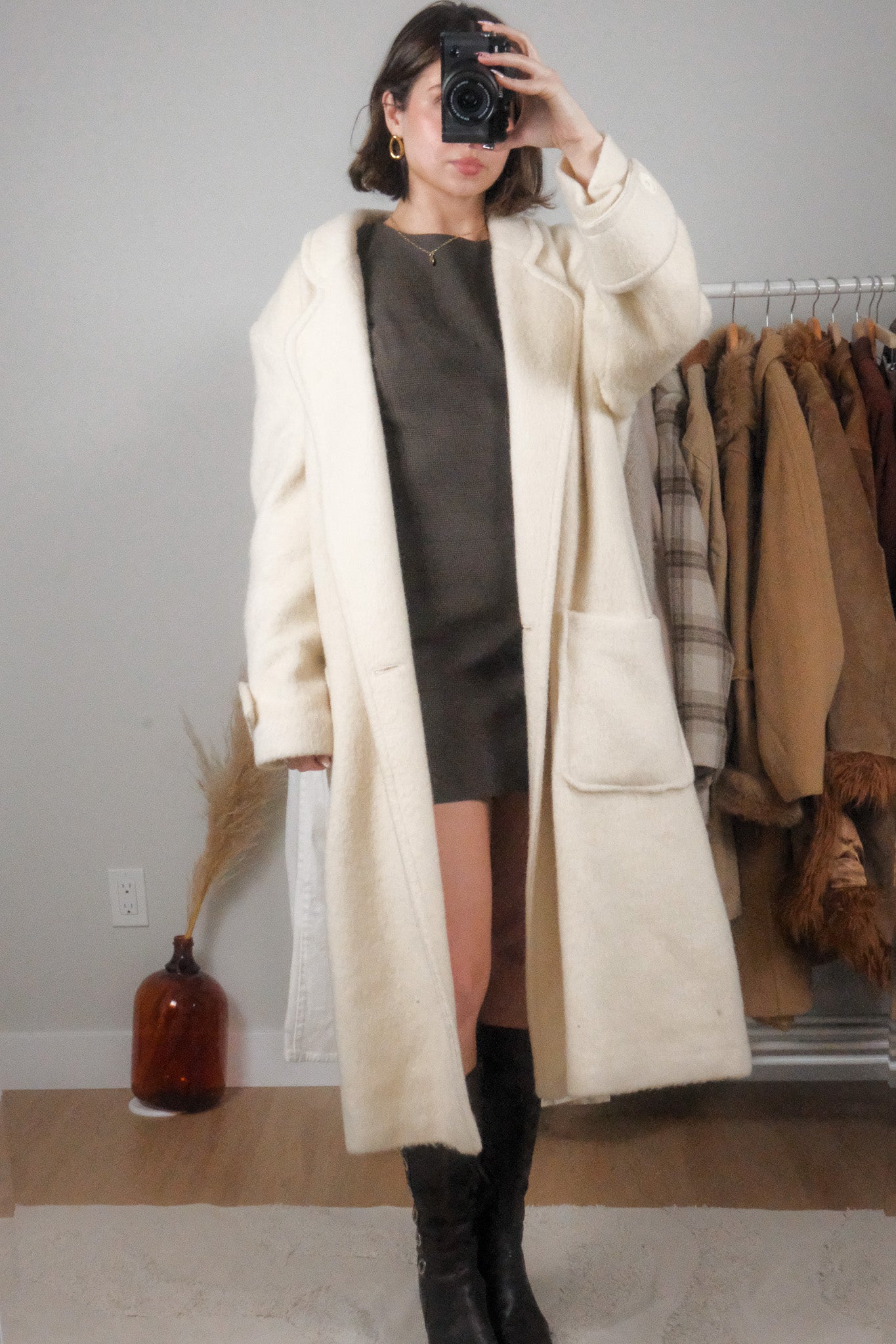 Made in Canada x Vintage x Fuzzy Wool Blend Structured Coat (M)
