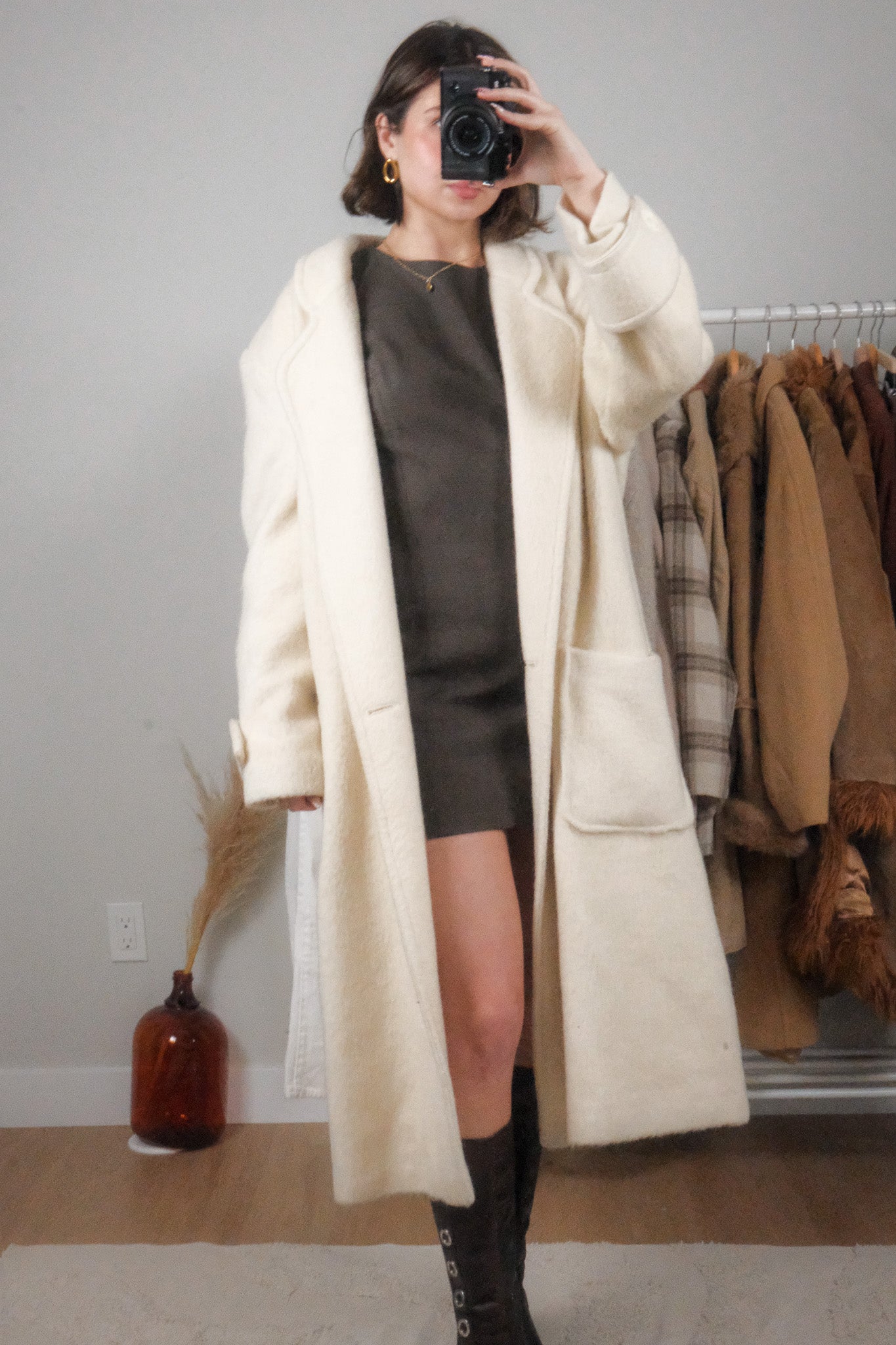Made in Canada x Vintage x Fuzzy Wool Blend Structured Coat (M)