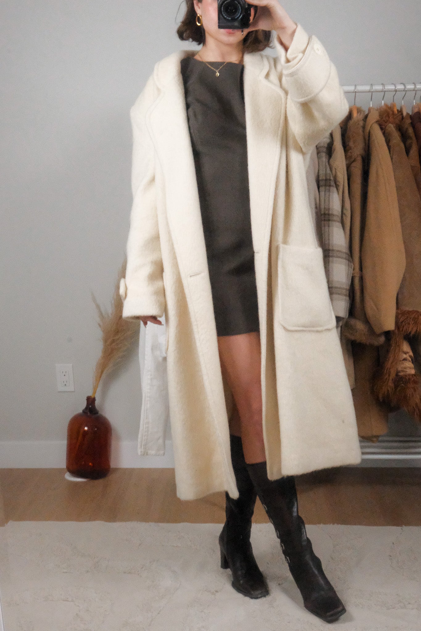 Made in Canada x Vintage x Fuzzy Wool Blend Structured Coat (M)