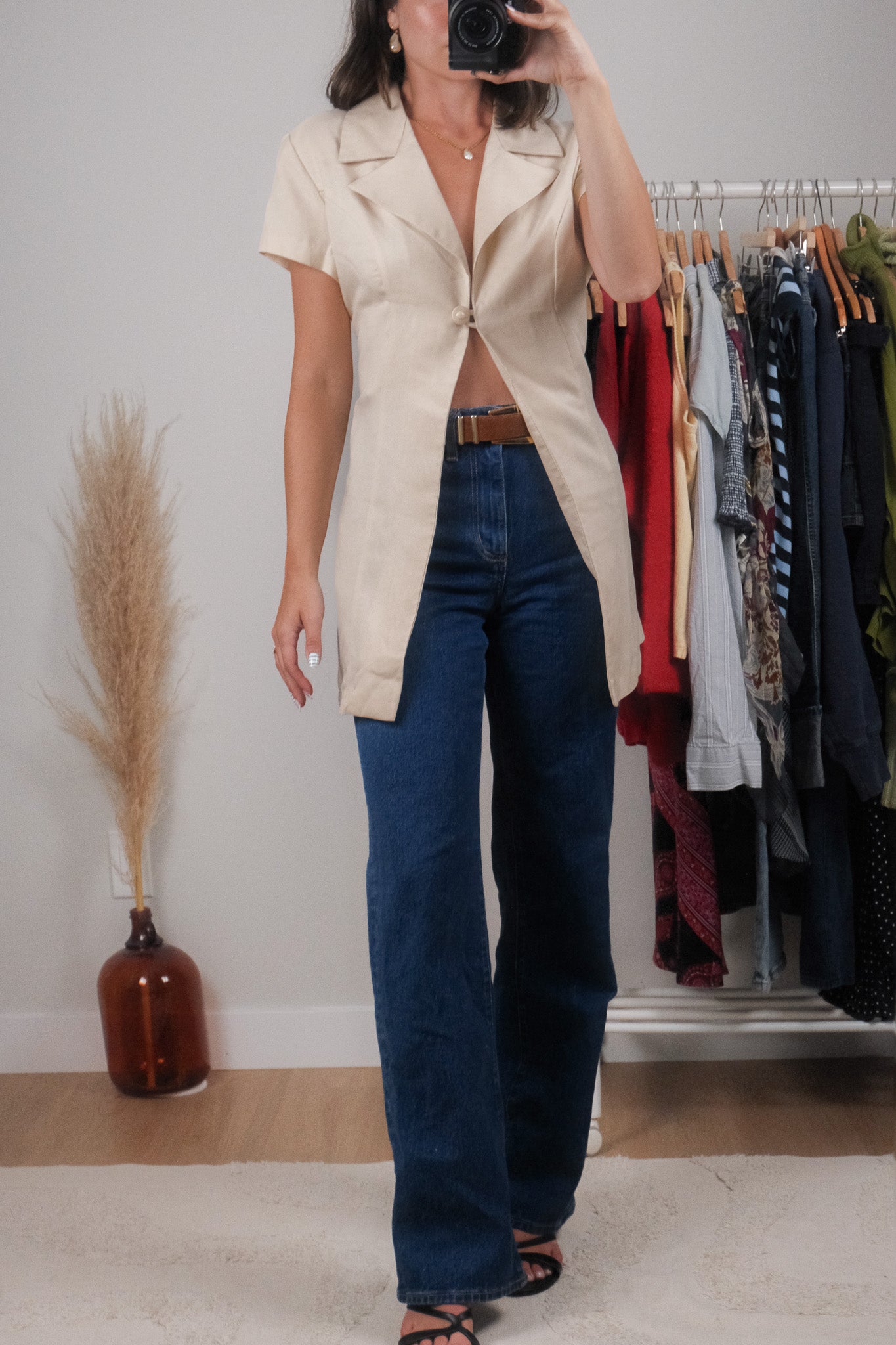 Made in Canada x Vintage x Collared Short-Sleeve Blazer (L)