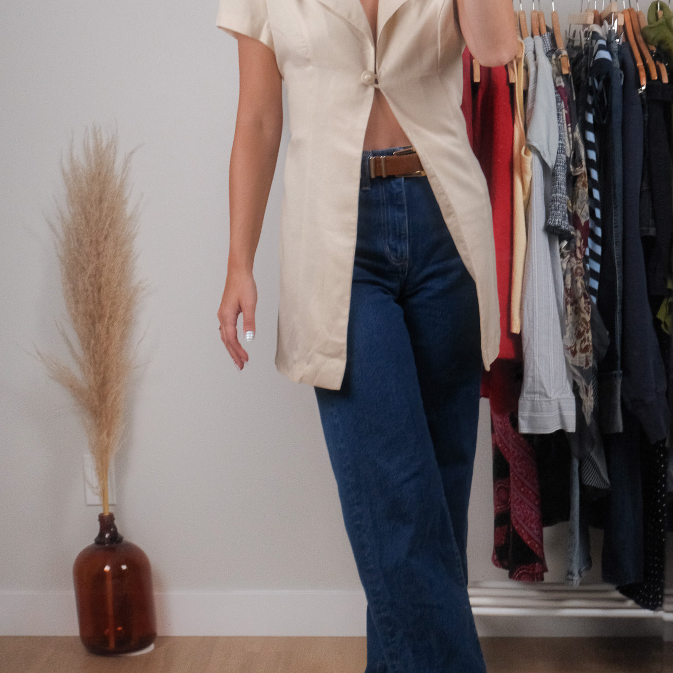 Made in Canada x Vintage x Collared Short-Sleeve Blazer (L)