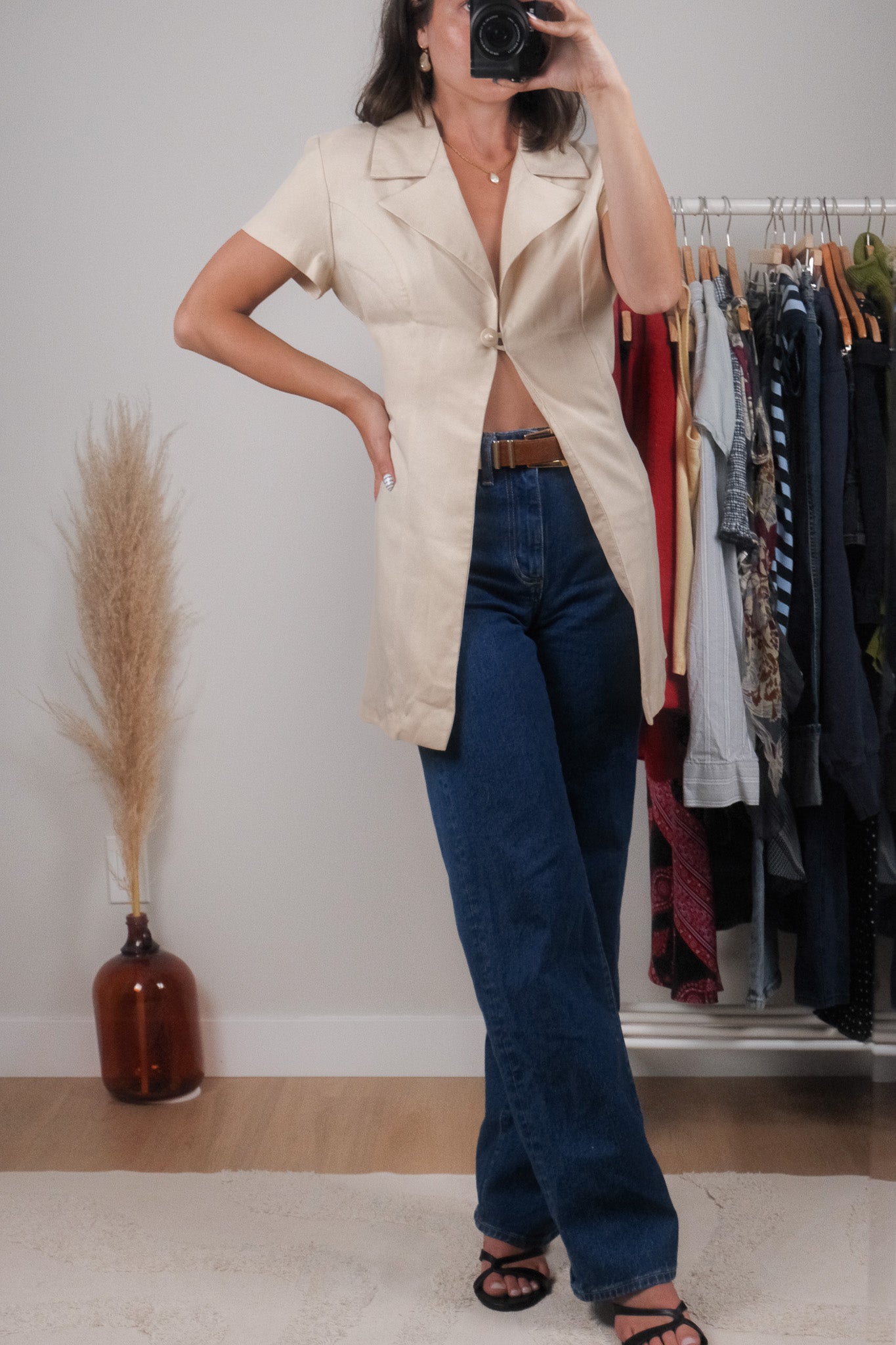 Made in Canada x Vintage x Collared Short-Sleeve Blazer (L)