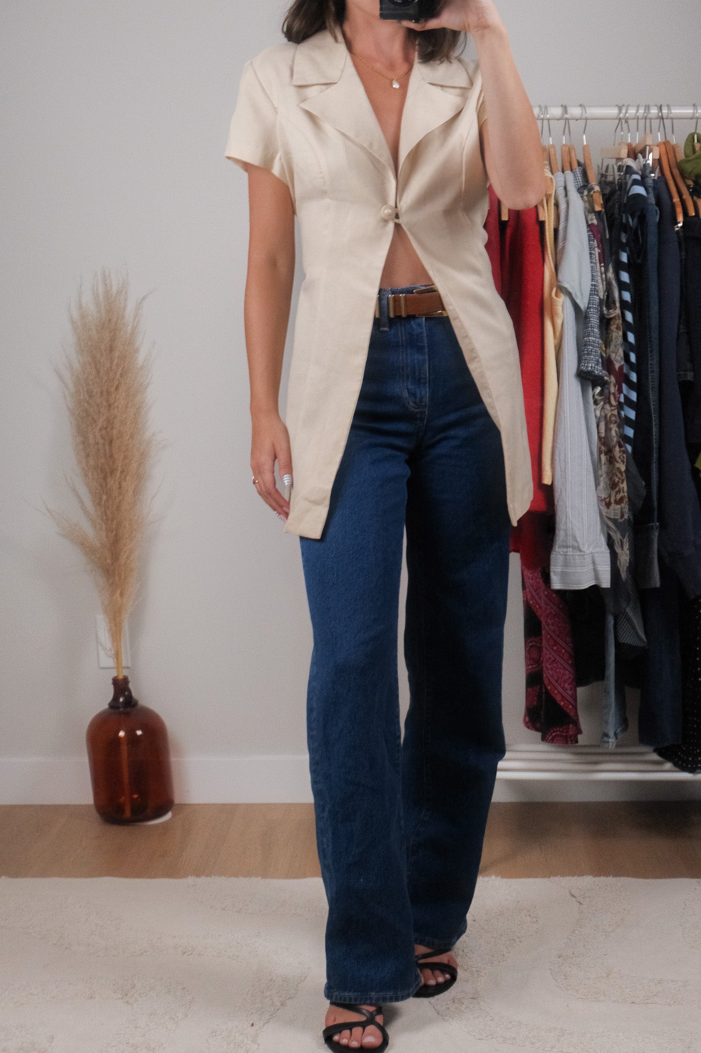 Made in Canada x Vintage x Collared Short-Sleeve Blazer (L)