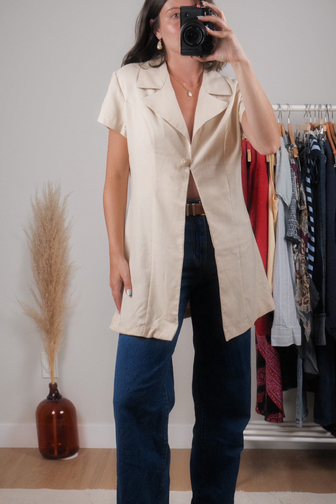 Made in Canada x Vintage x Collared Short-Sleeve Blazer (L)