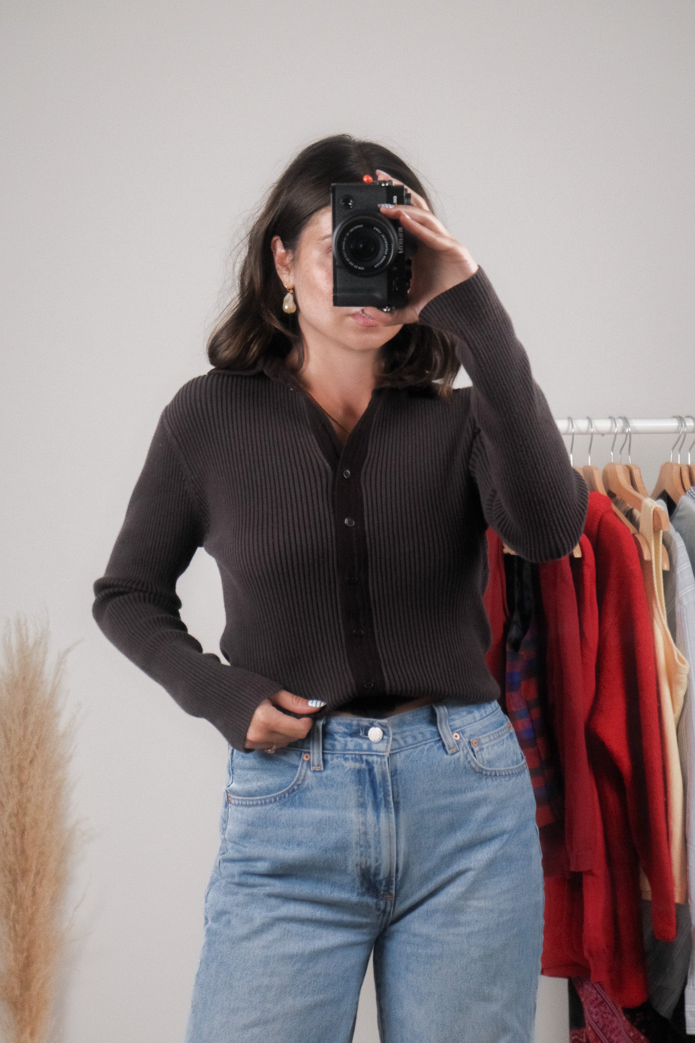 Vintage x Ribbed Collared Button Up (S)