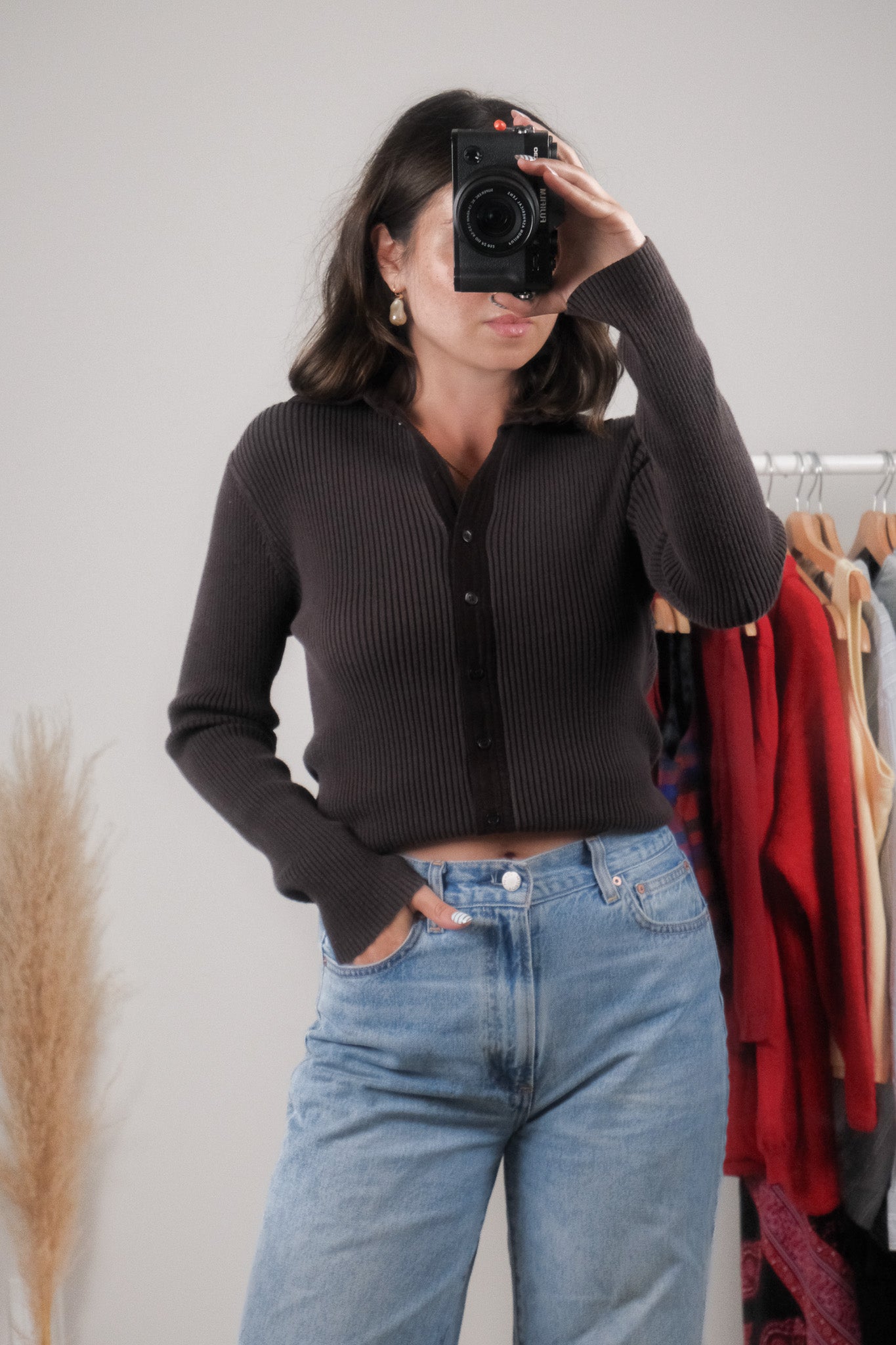 Vintage x Ribbed Collared Button Up (S)