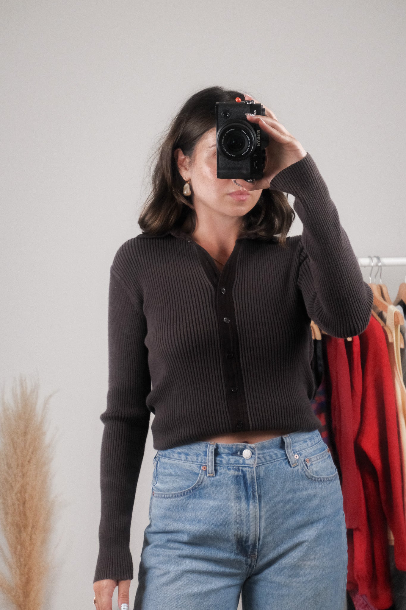 Vintage x Ribbed Collared Button Up (S)