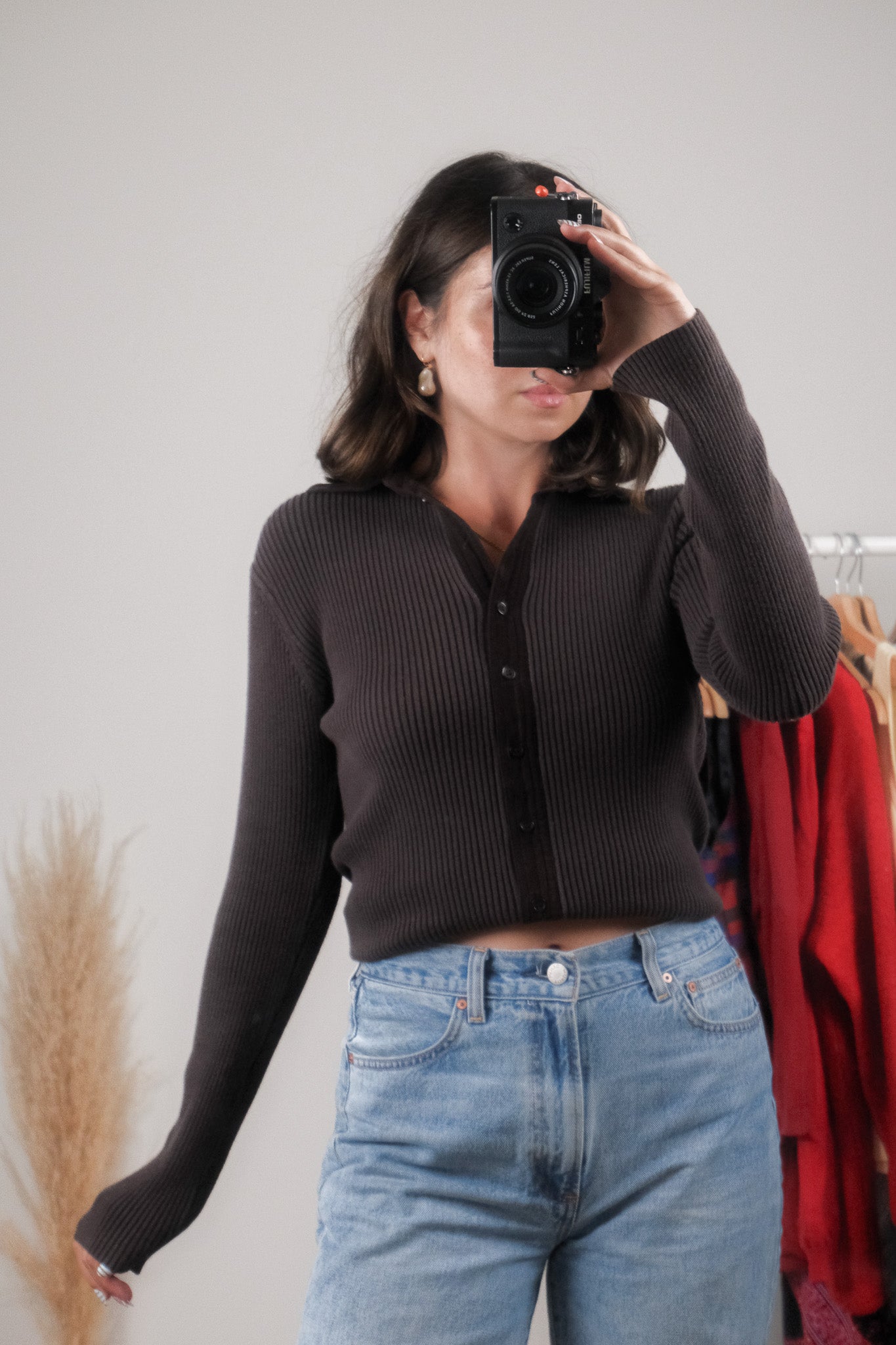 Vintage x Ribbed Collared Button Up (S)