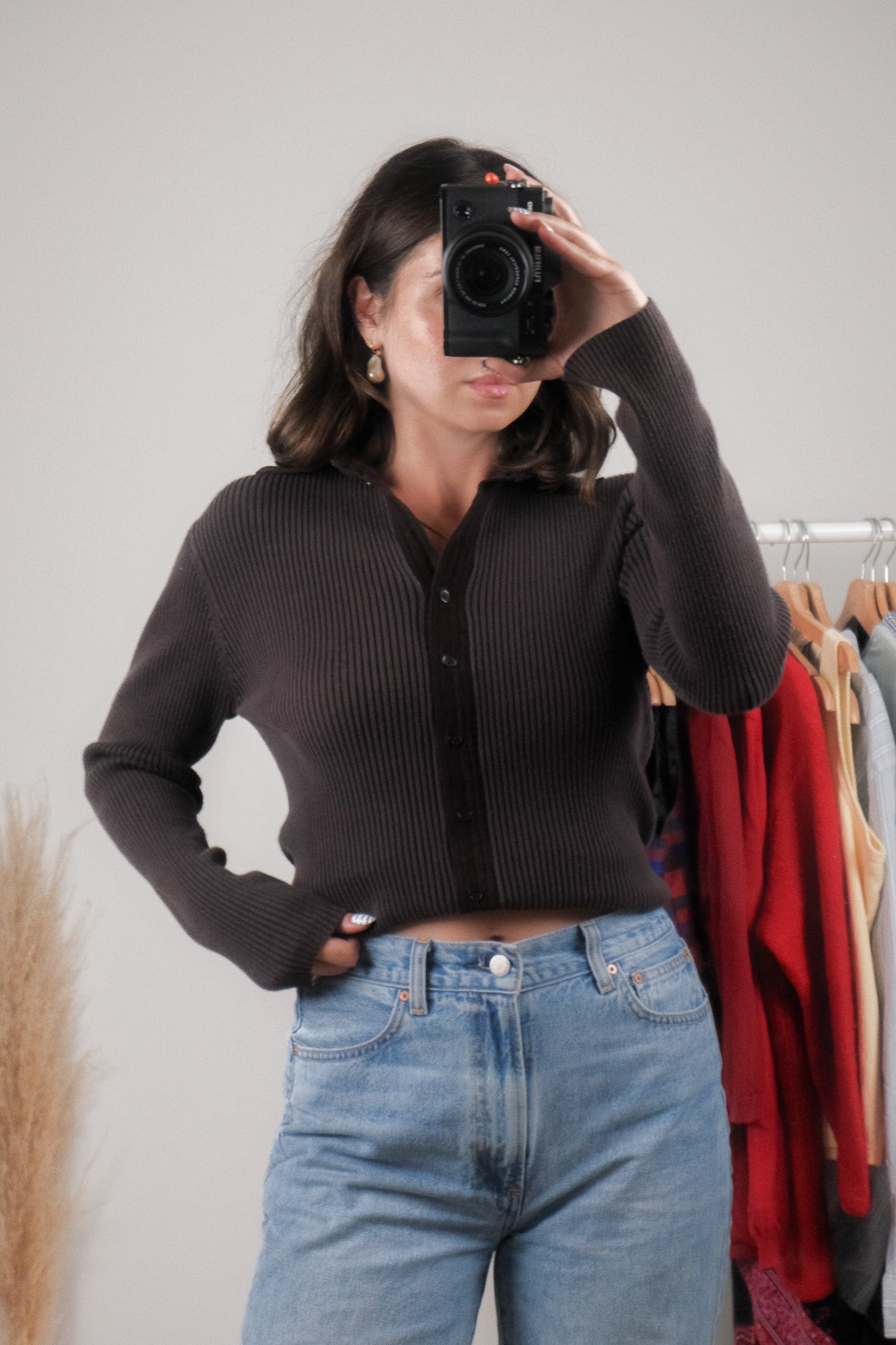 Vintage x Ribbed Collared Button Up (S)