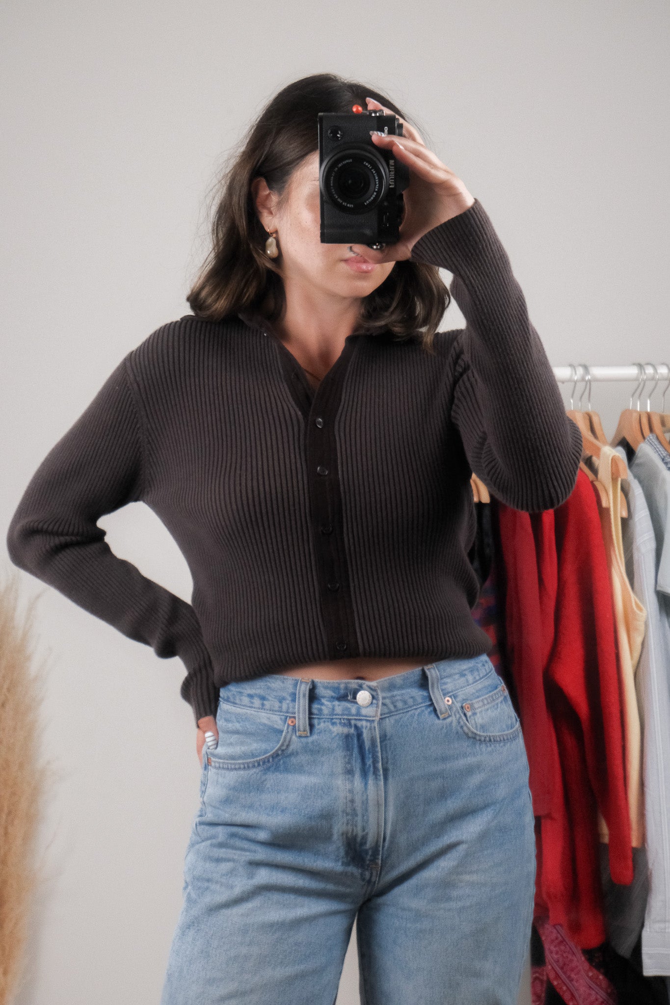Vintage x Ribbed Collared Button Up (S)