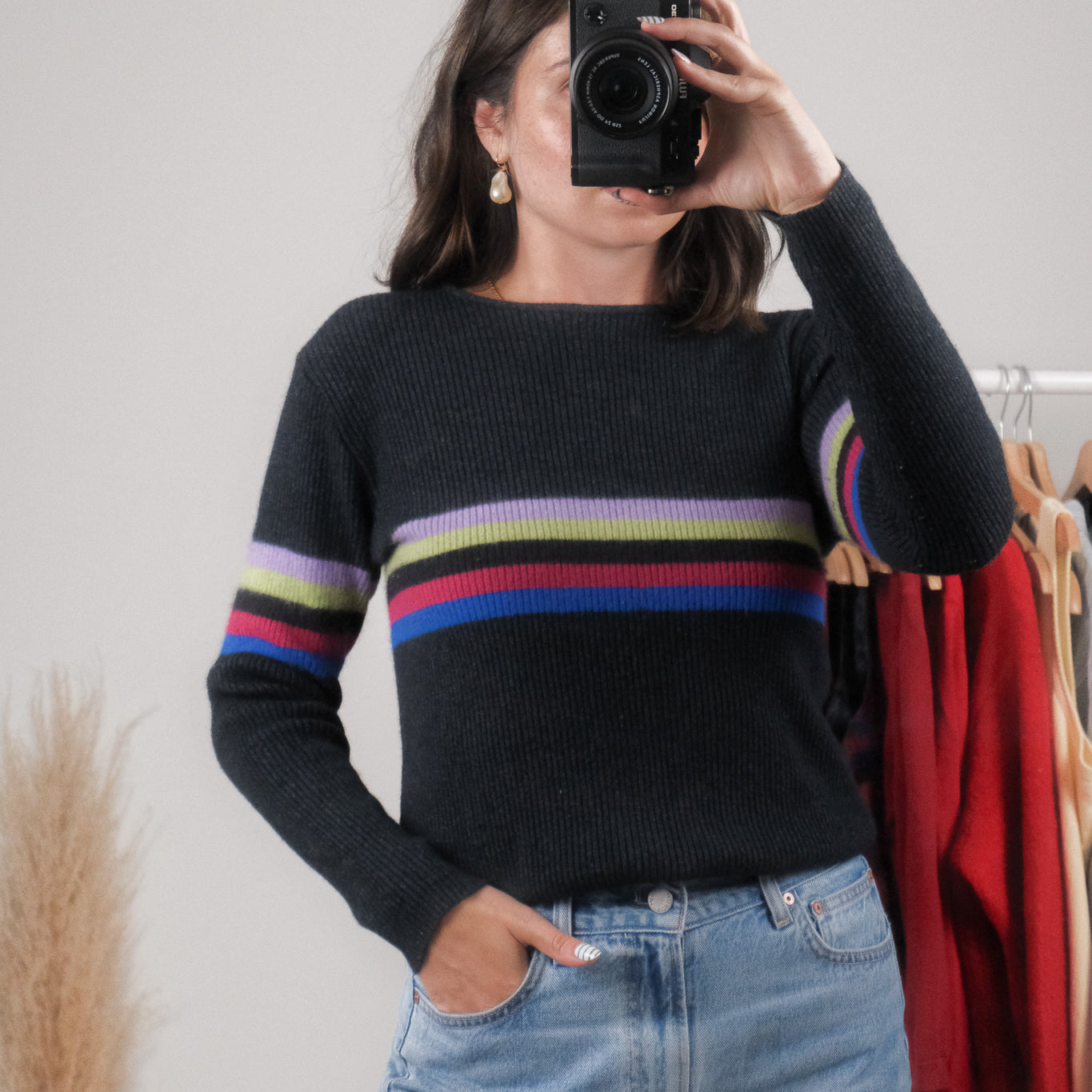Made in Italy x Emporio Armani x Wool/Angora Blend Strip Knit (S-M)