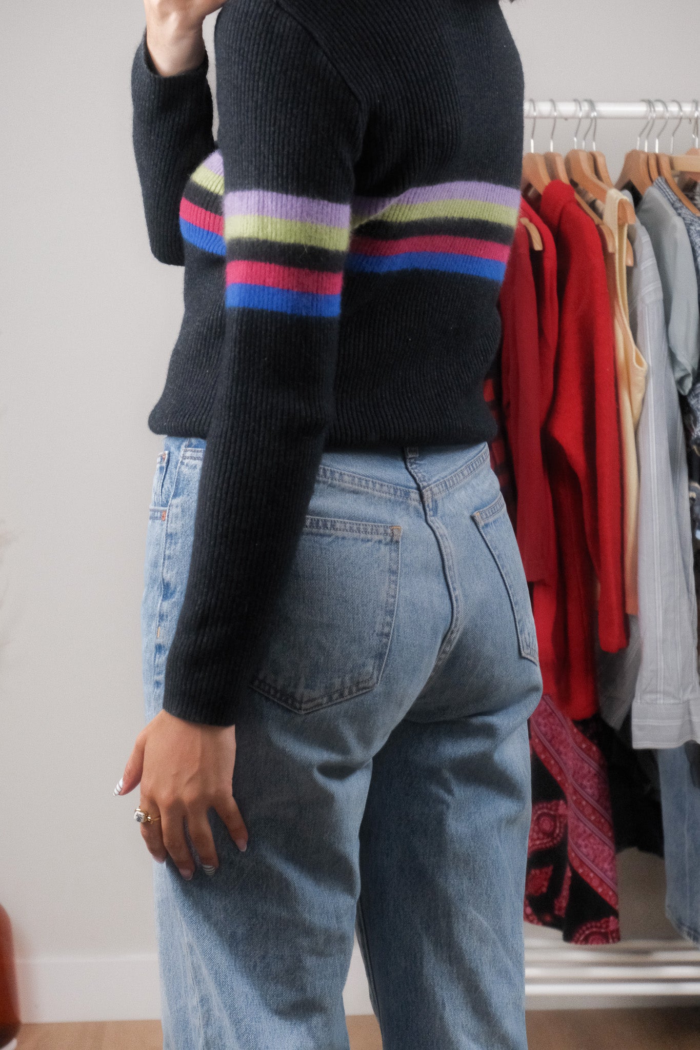 Made in Italy x Emporio Armani x Wool/Angora Blend Strip Knit (S-M)
