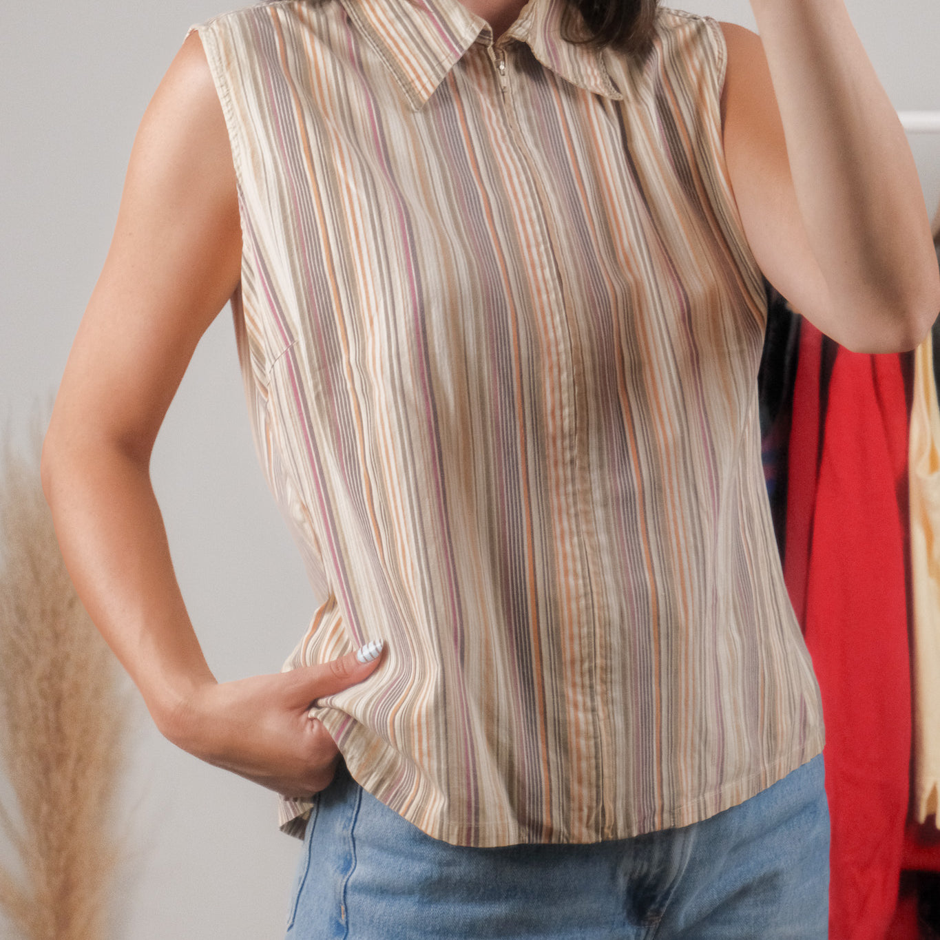 Vintage x Striped Zip Up (L)