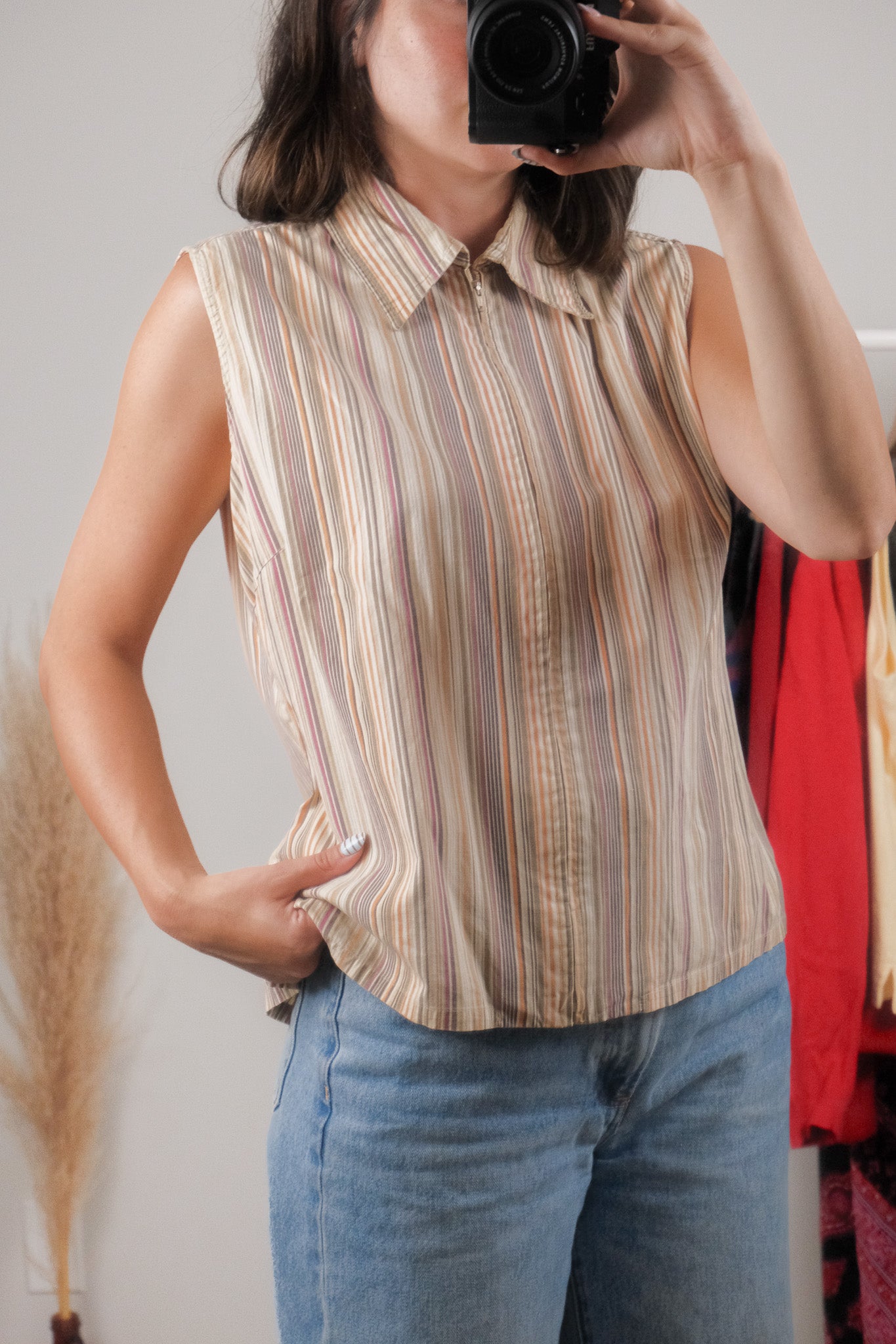 Vintage x Striped Zip Up (L)