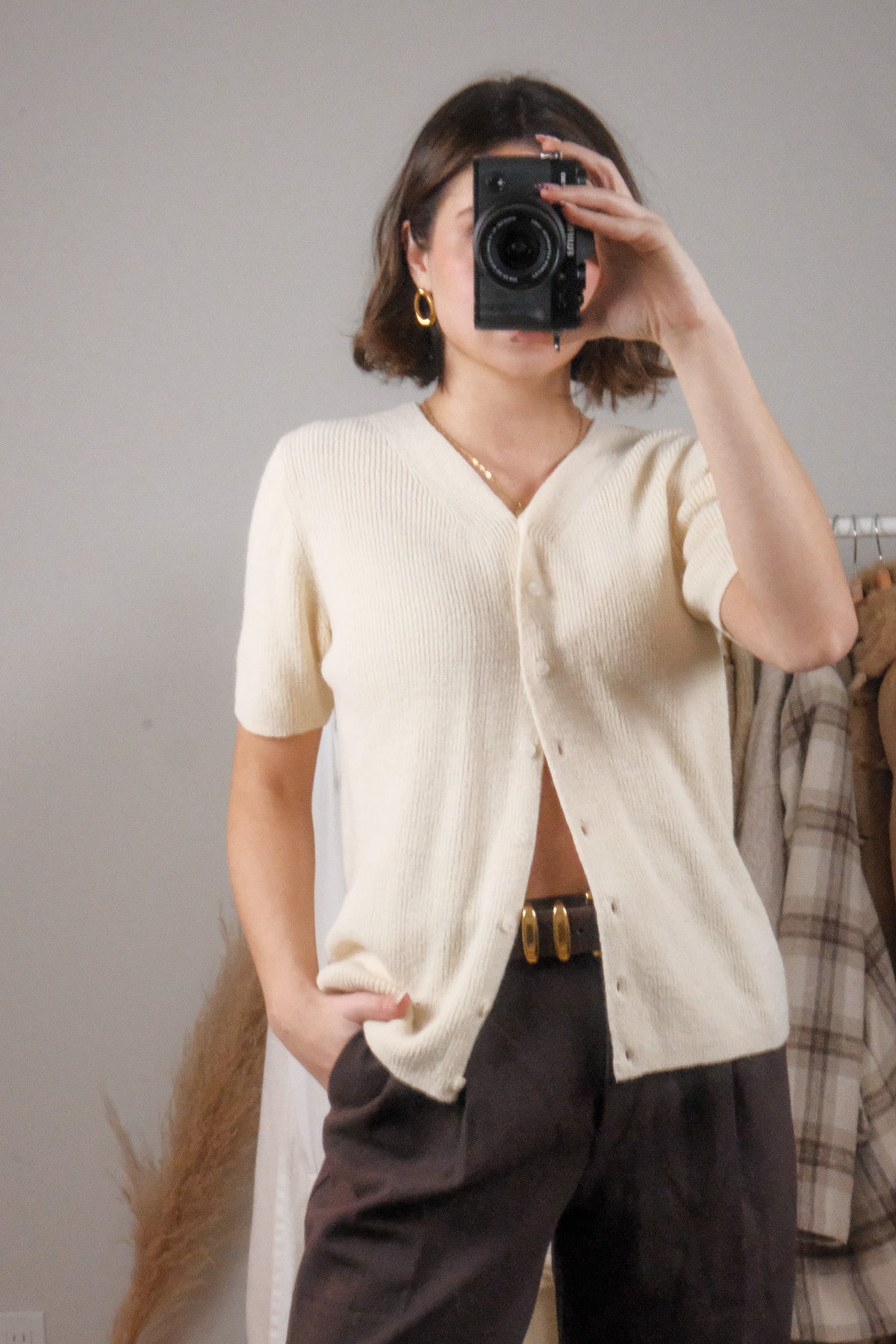 Vintage x Short-Sleeve Cardigan (S/M)