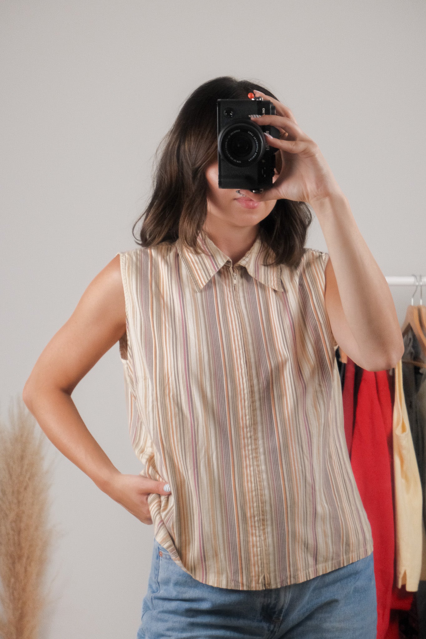 Vintage x Striped Zip Up (L)