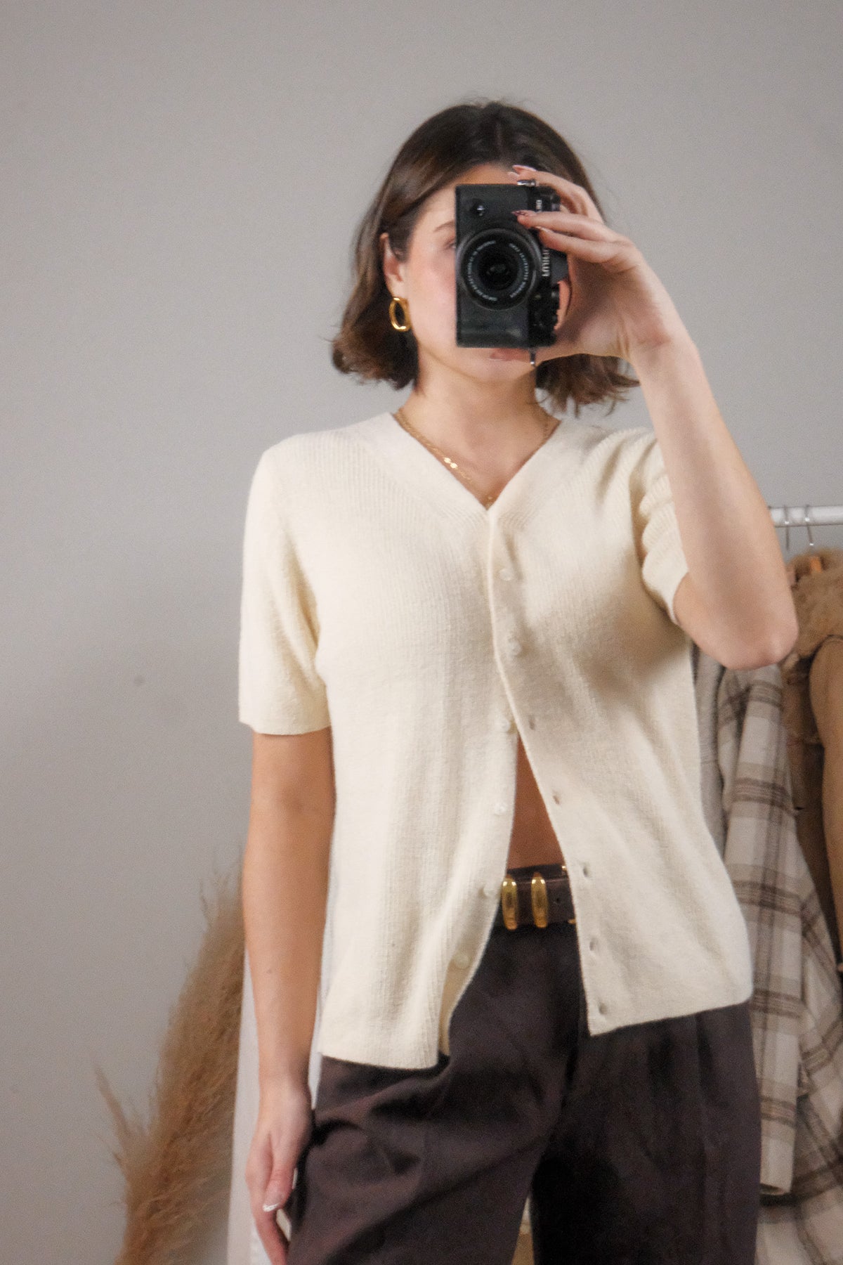 Vintage x Short-Sleeve Cardigan (S/M)