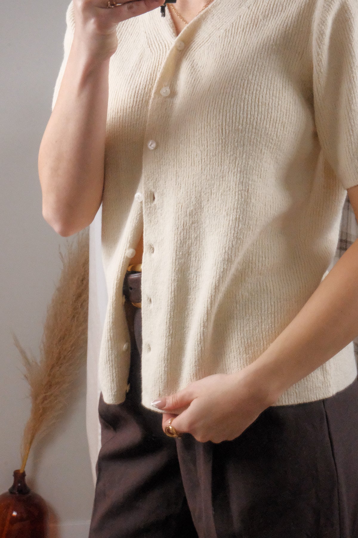 Vintage x Short-Sleeve Cardigan (S/M)
