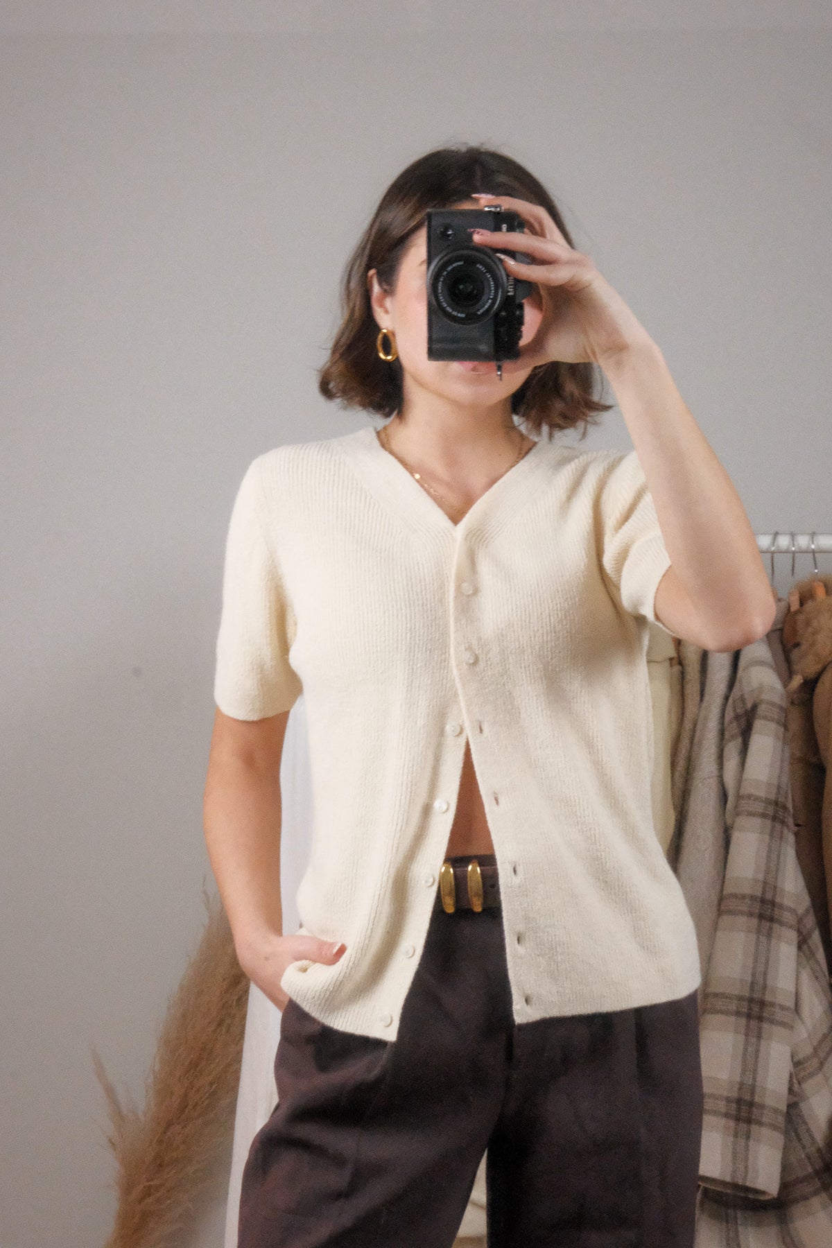 Vintage x Short-Sleeve Cardigan (S/M)