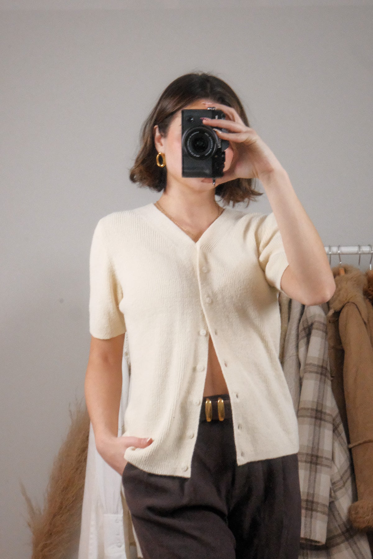 Vintage x Short-Sleeve Cardigan (S/M)