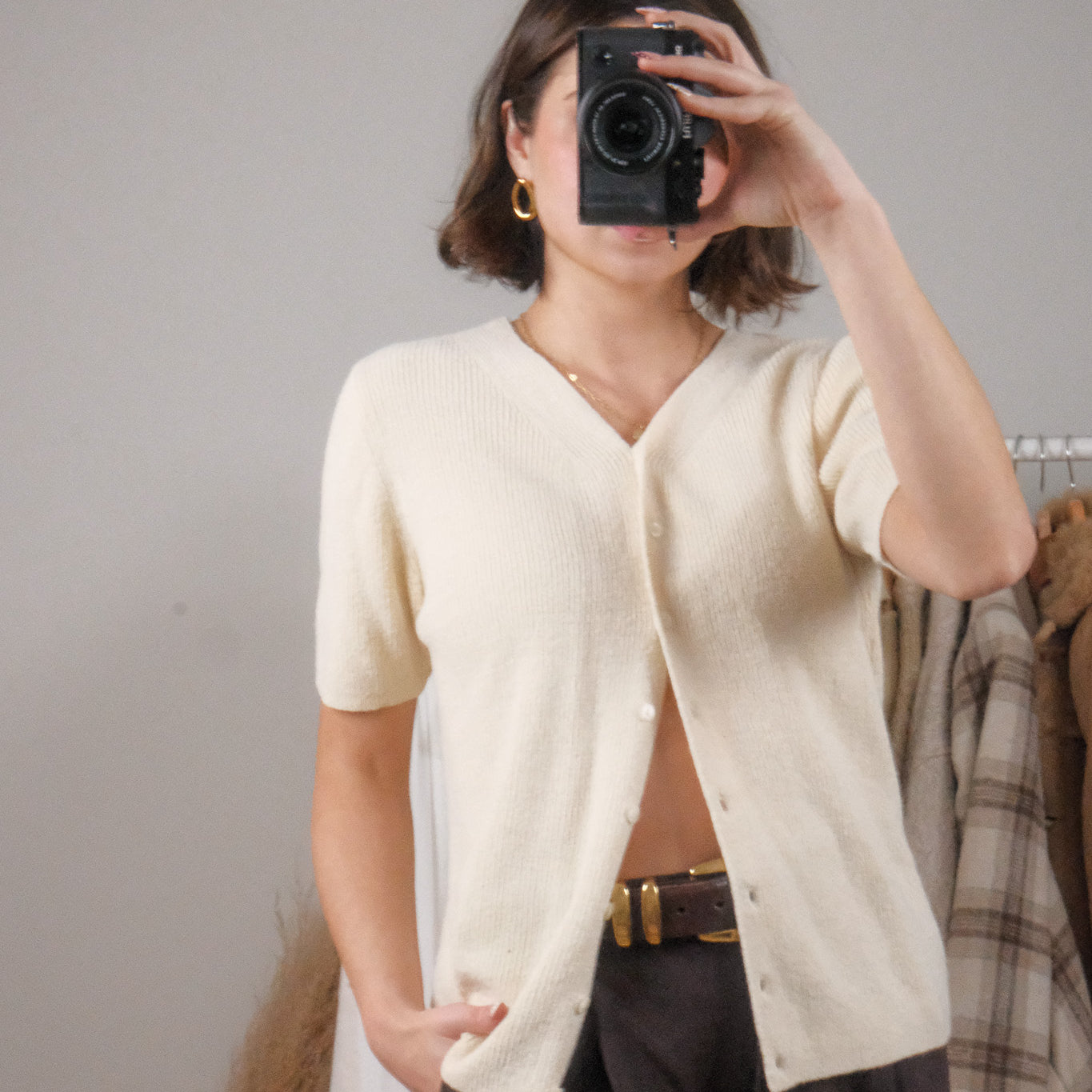 Vintage x Short-Sleeve Cardigan (S/M)