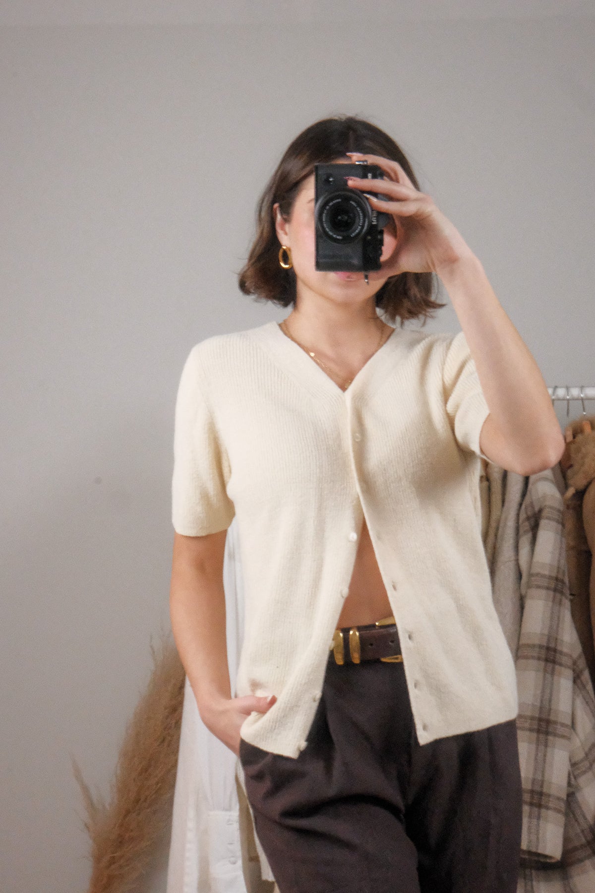 Vintage x Short-Sleeve Cardigan (S/M)