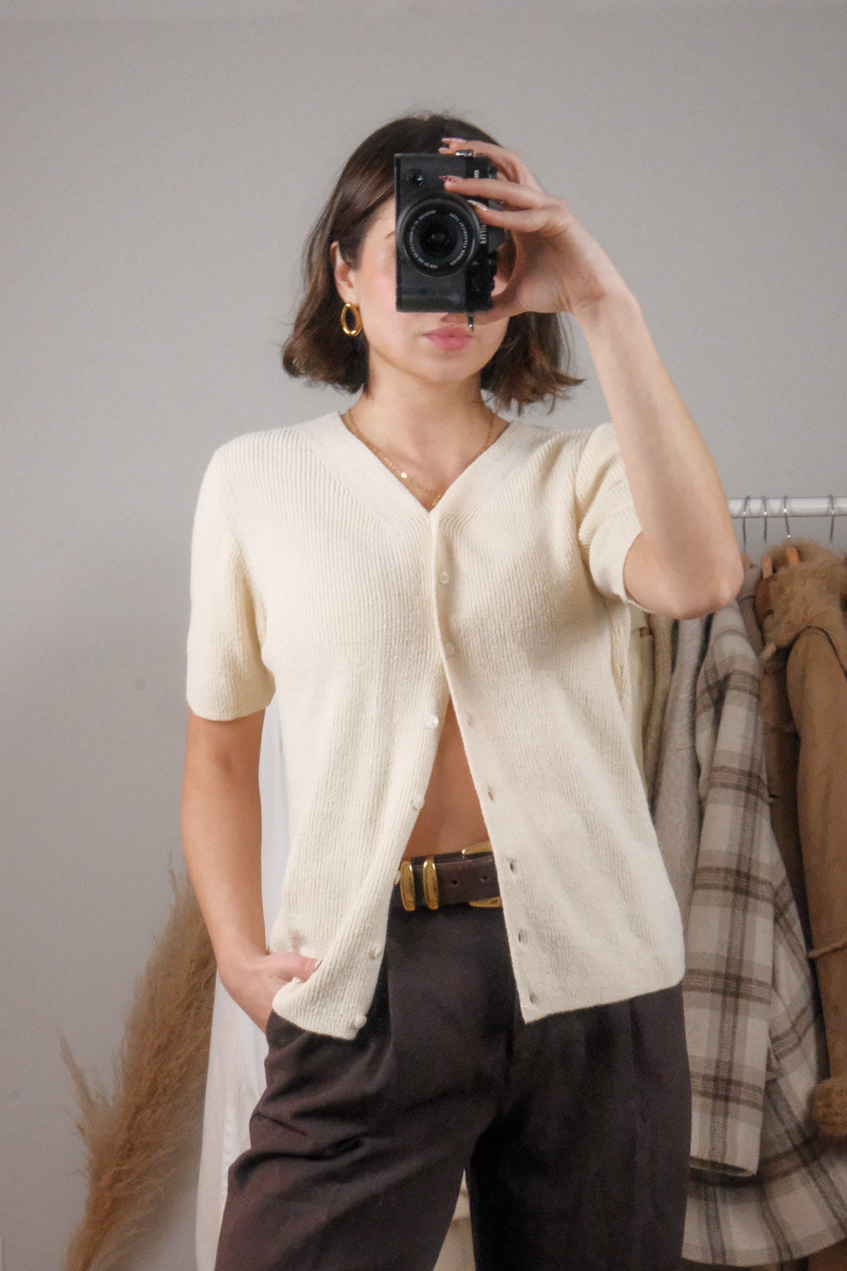 Vintage x Short-Sleeve Cardigan (S/M)
