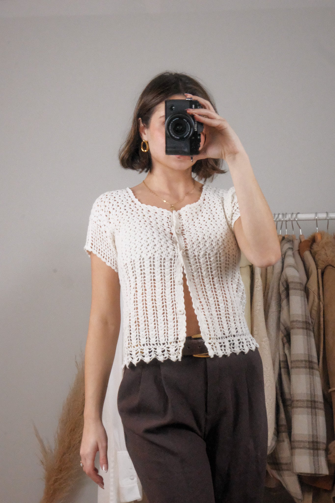 Handmade x Crochet Short-Sleeve Knit (S)