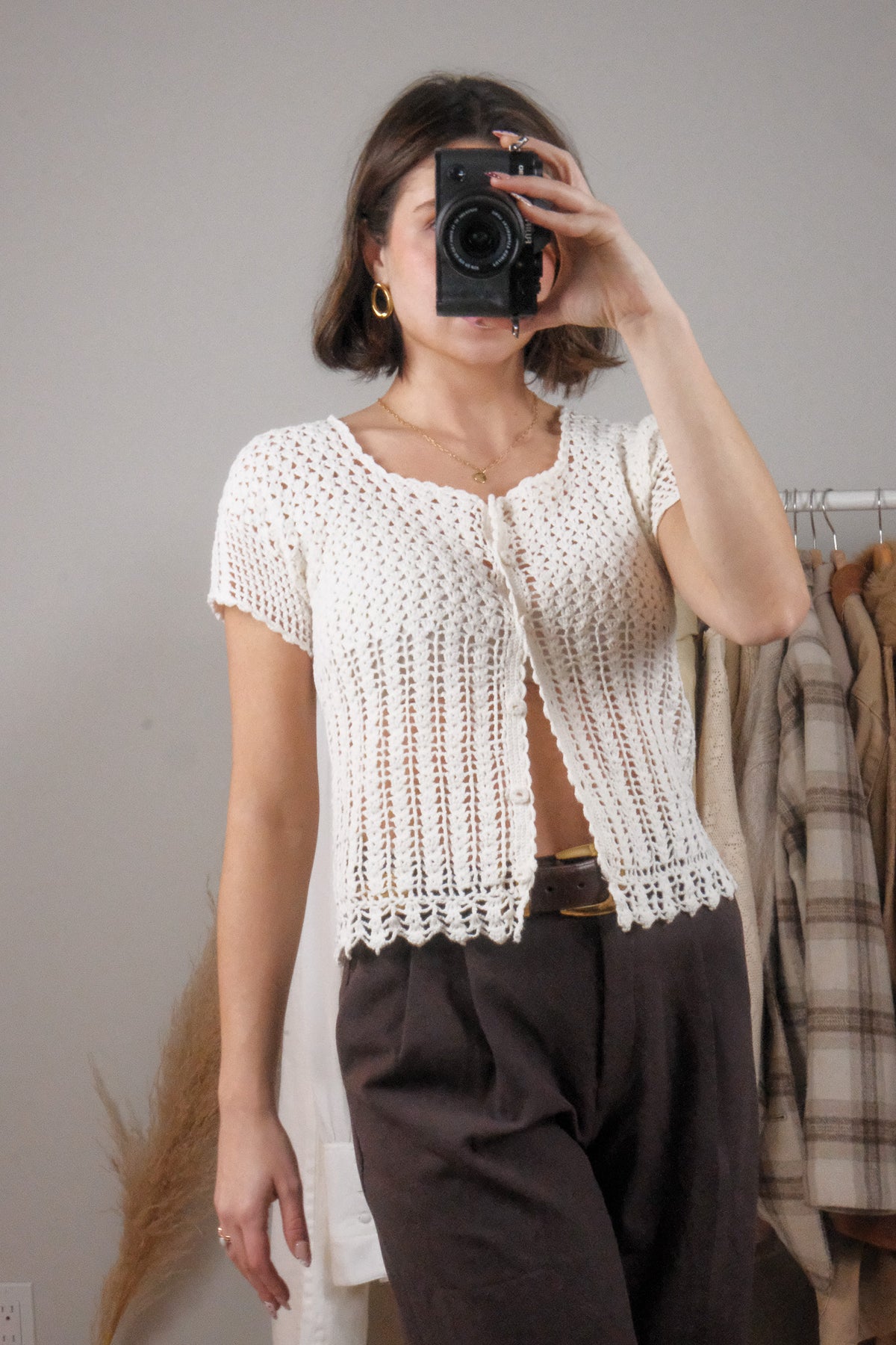 Handmade x Crochet Short-Sleeve Knit (S)