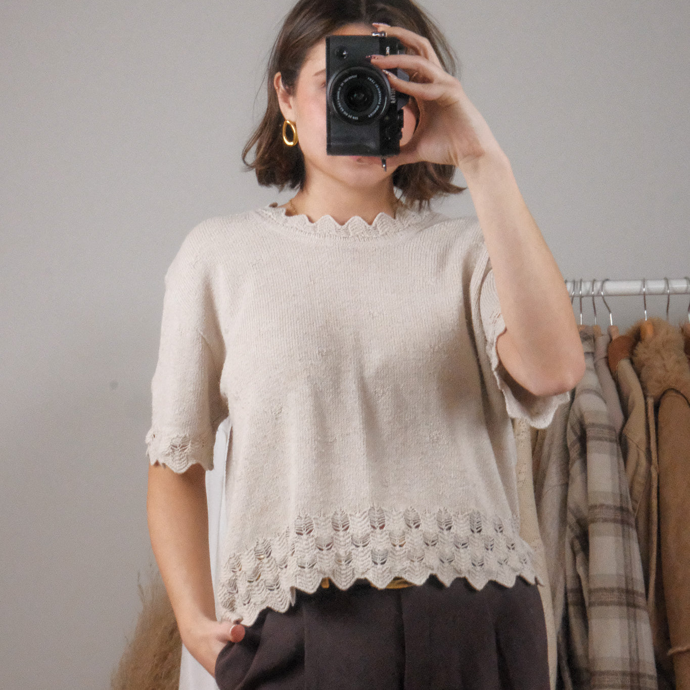 Made in Canada x Vintage x Textured Short-Sleeve Knit (L)