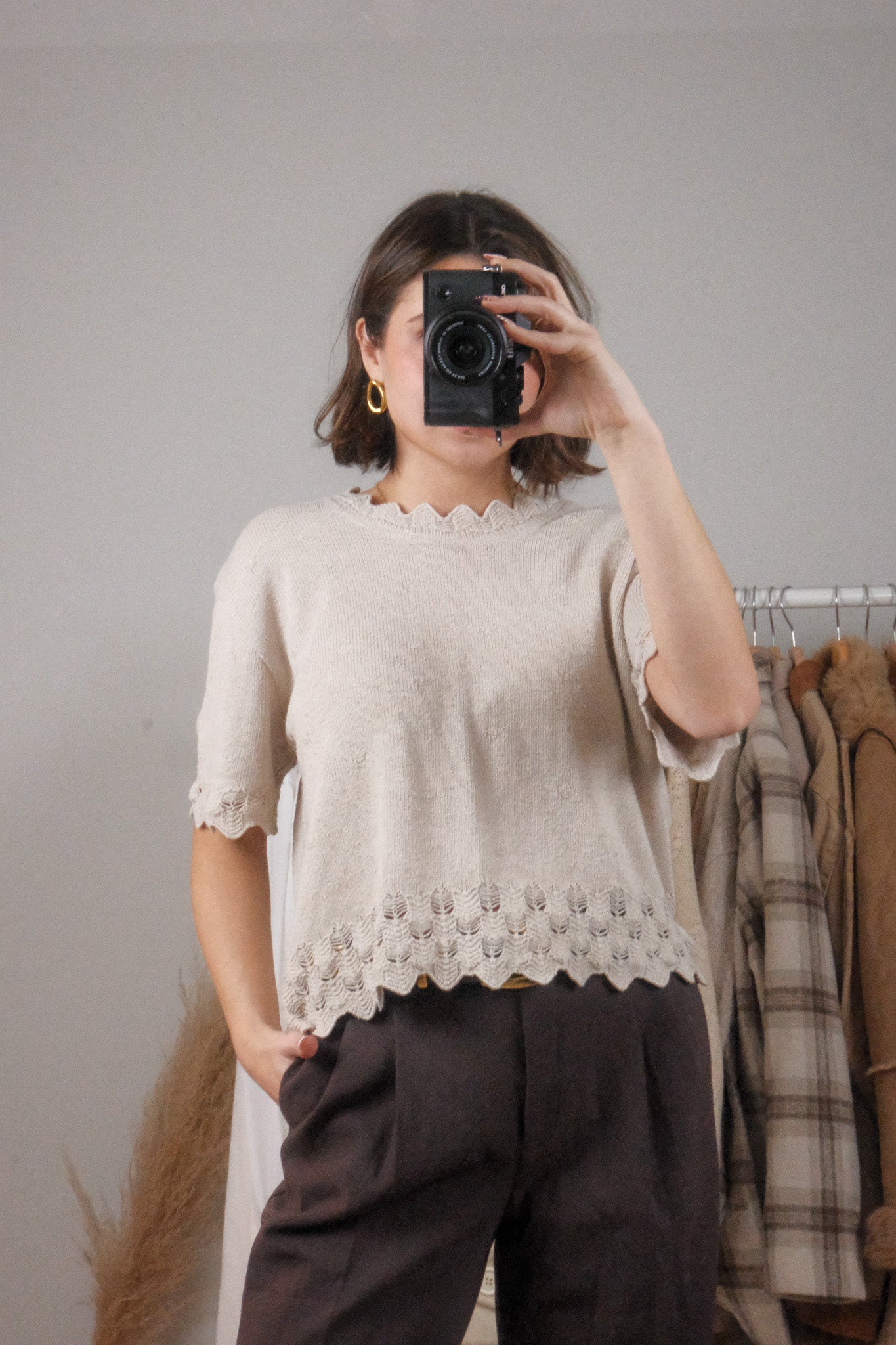 Made in Canada x Vintage x Textured Short-Sleeve Knit (L)
