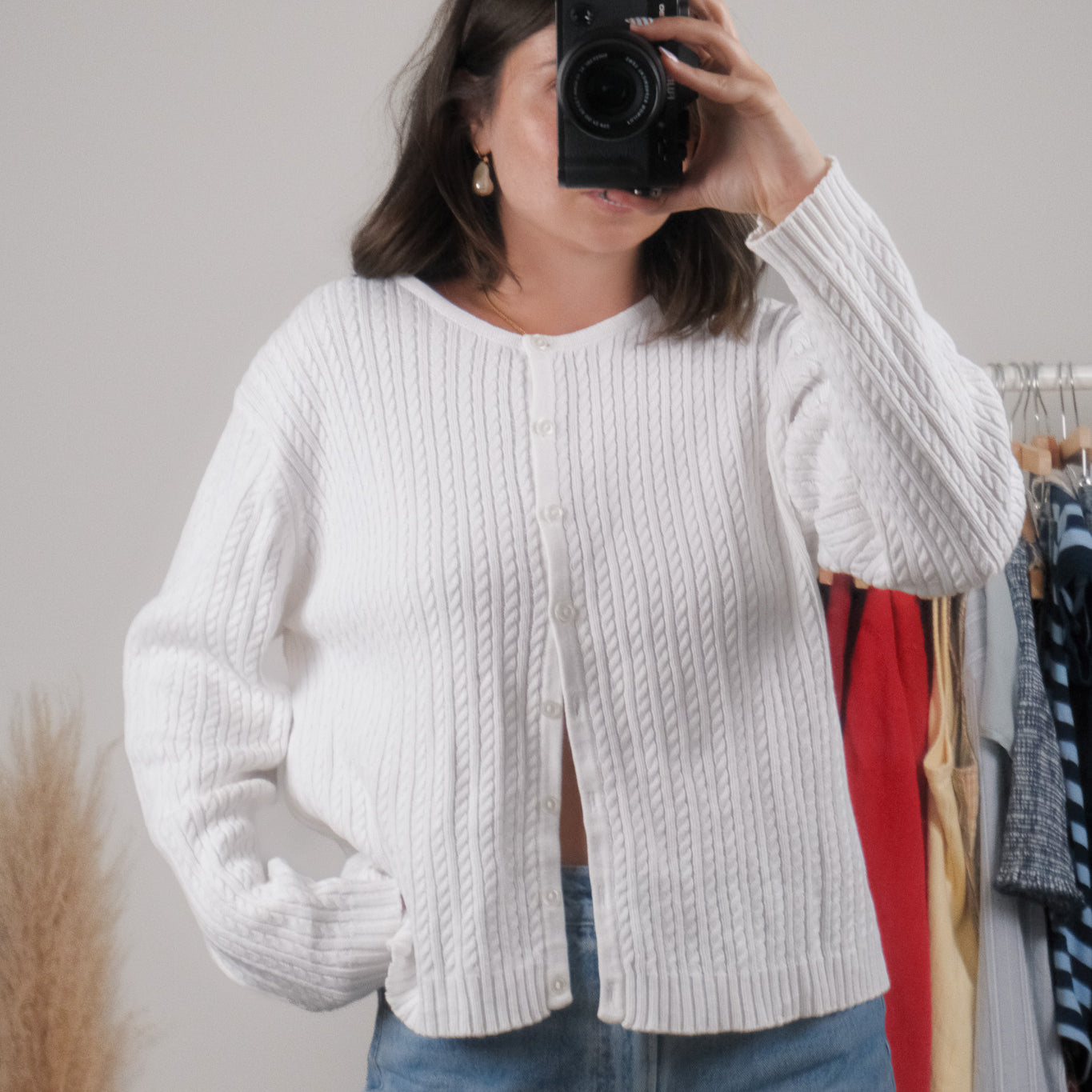 Vintage x 100% Cotton Cable Knit Cardigan (L)