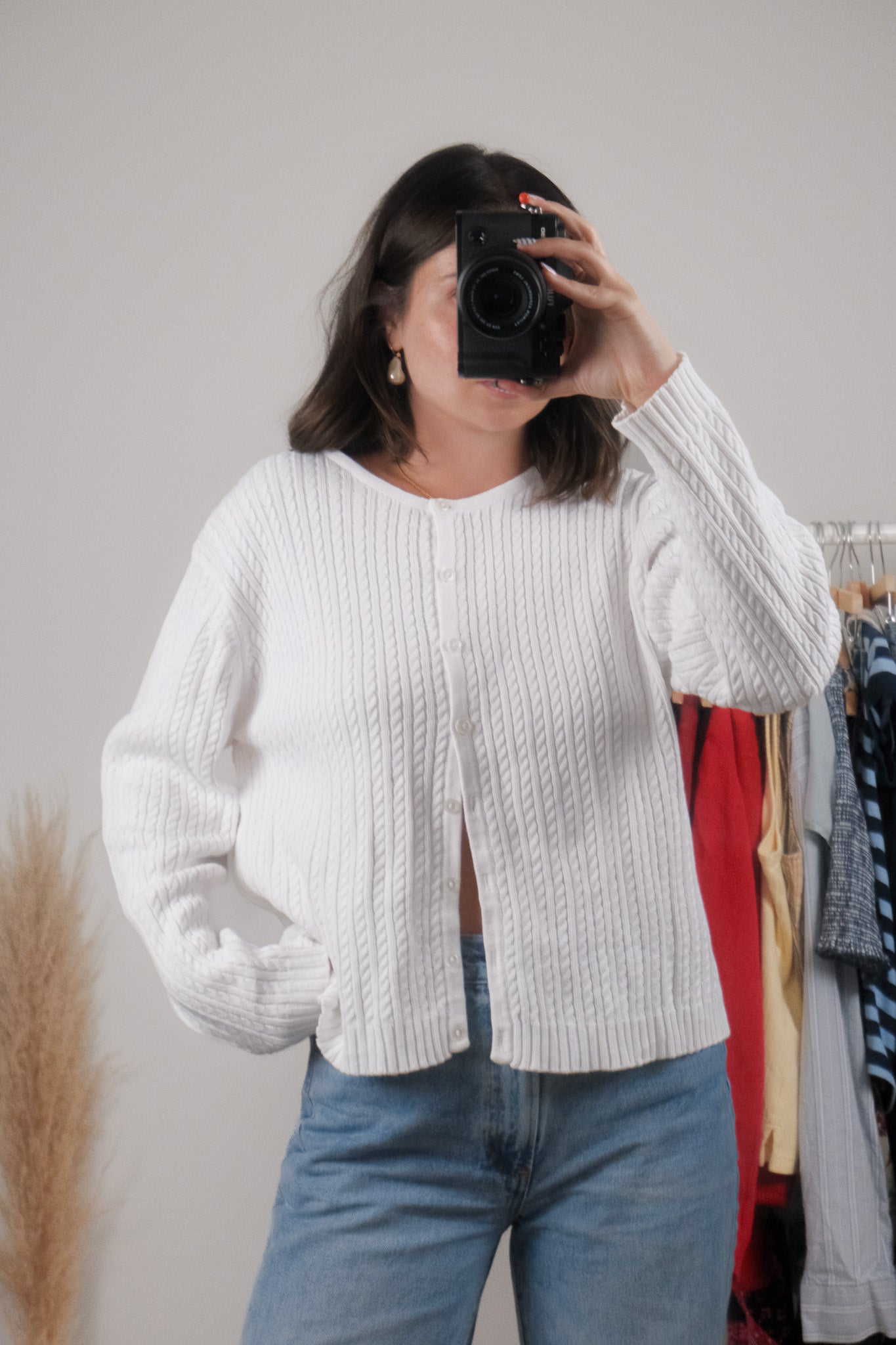 Vintage x 100% Cotton Cable Knit Cardigan (L)