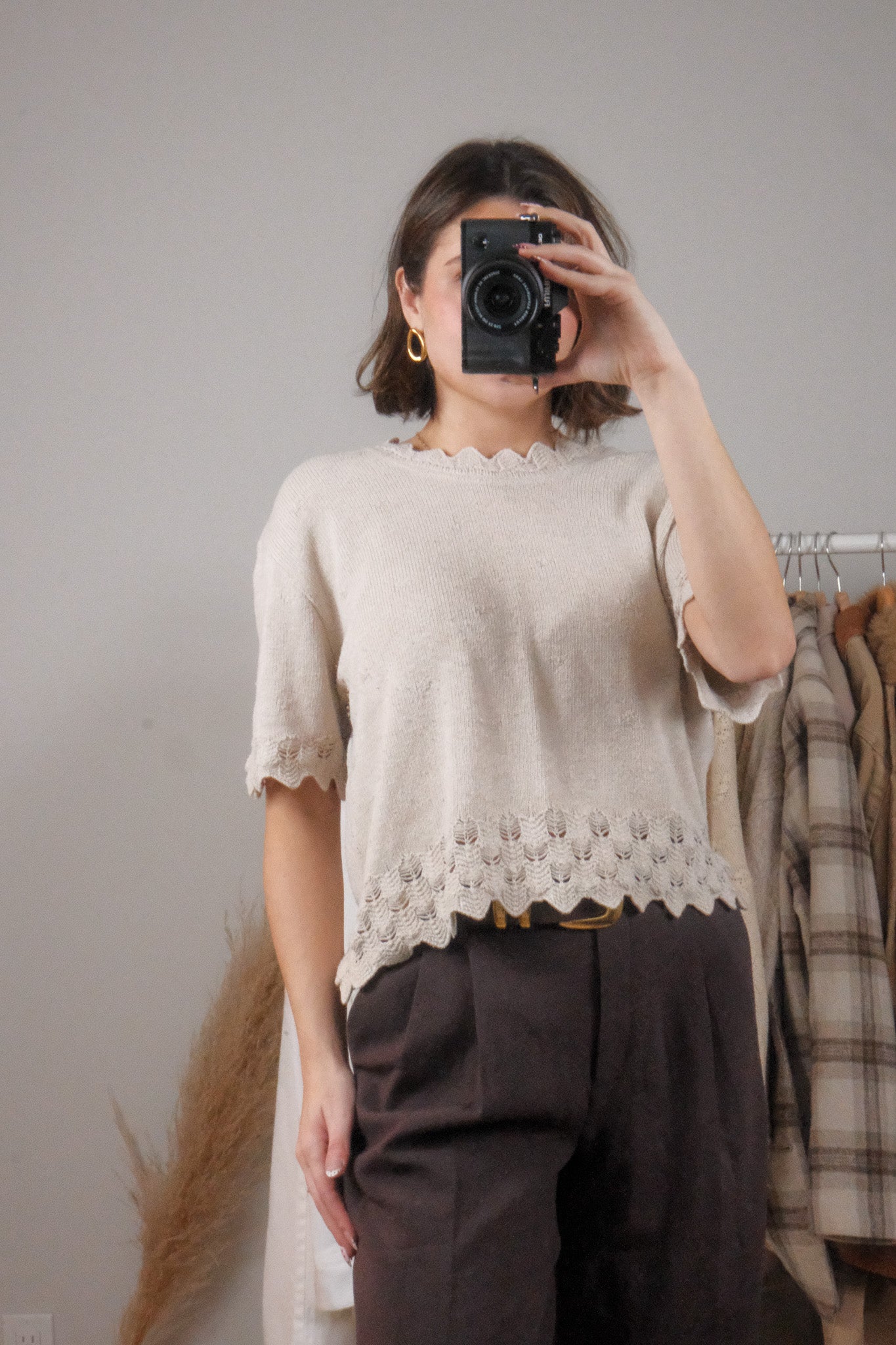 Made in Canada x Vintage x Textured Short-Sleeve Knit (L)