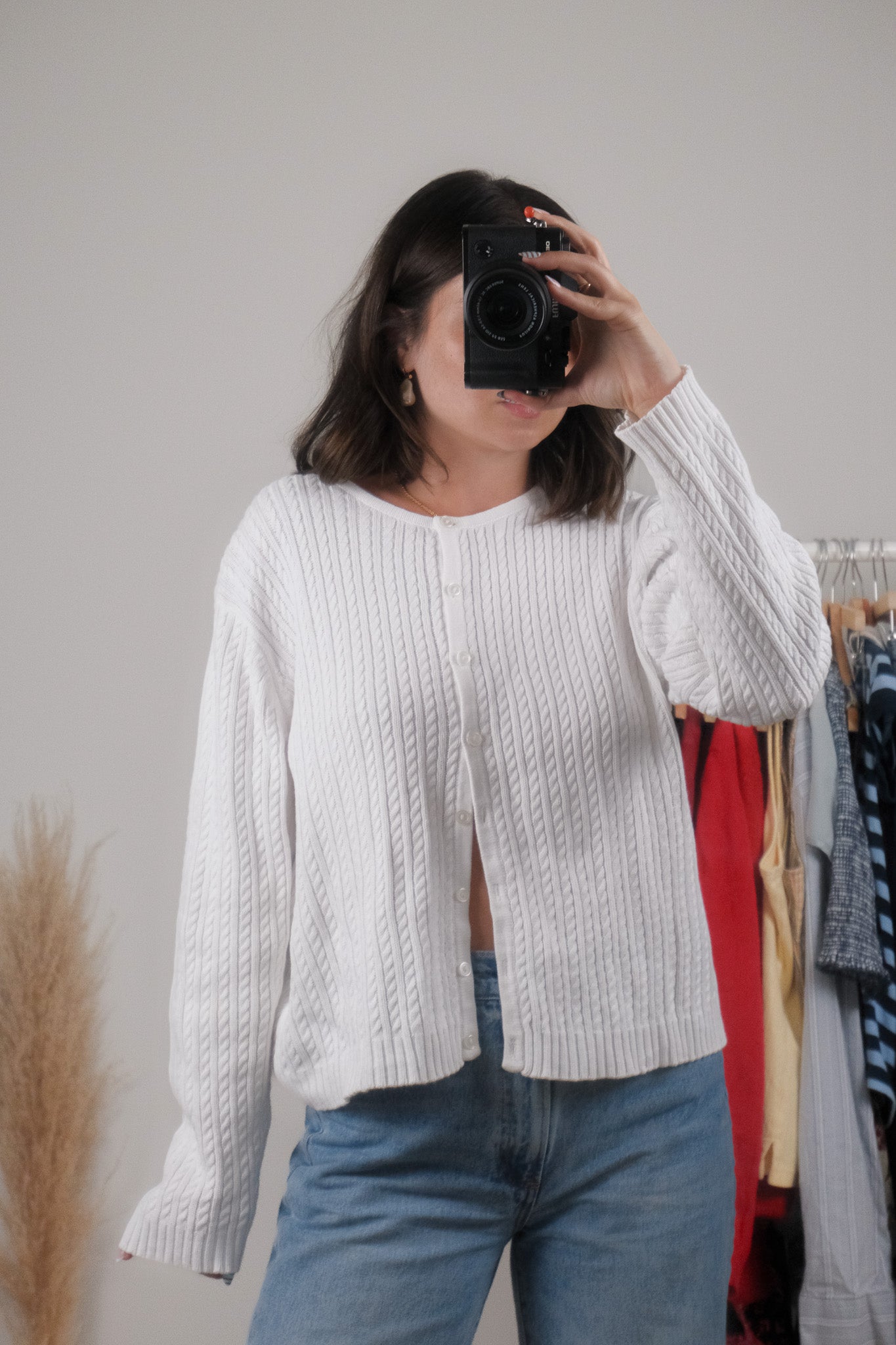 Vintage x 100% Cotton Cable Knit Cardigan (L)
