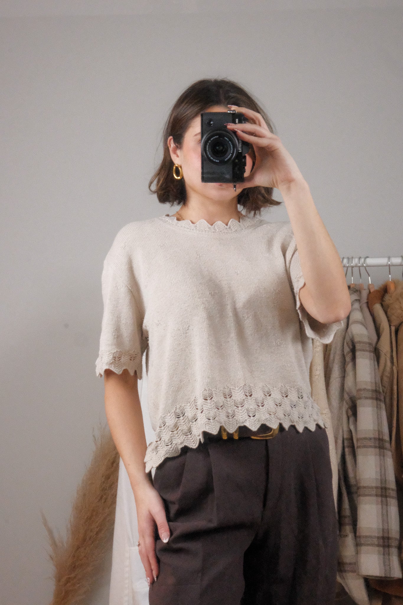 Made in Canada x Vintage x Textured Short-Sleeve Knit (L)
